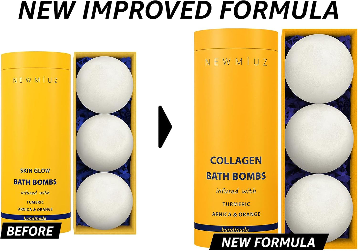 Collagen Bath Bombs Luxurious Bath Foam Gift for Dry Skin Hydration Moisturizing Turmeric Arnica Orange Essential Oil Infused for A Blissful Experience