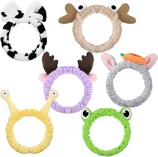 Jutom 6 Pcs Animal Headbands Bulk Cute Ear Skincare Headband for Women Lovely Hair Band for Washing Makeup Face Gift Elastic Cosmetic Head Wrap, 6 Styles