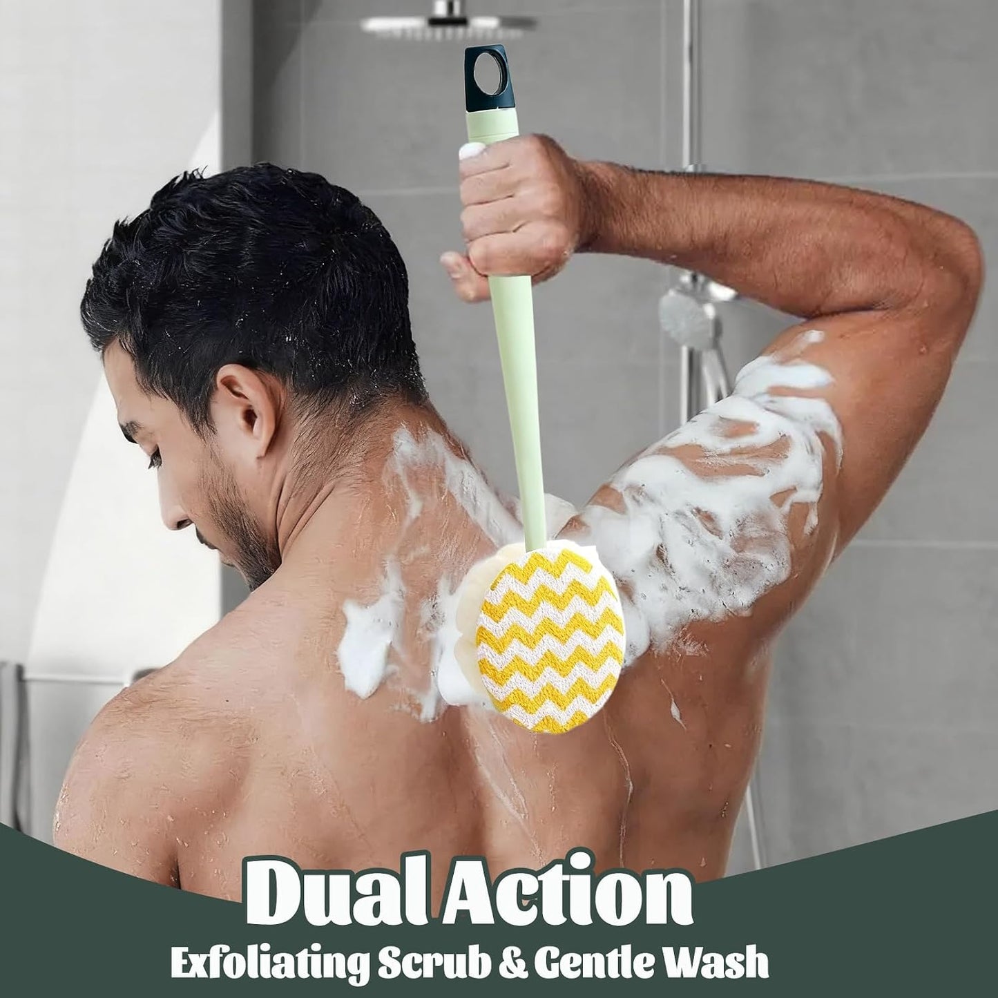 Bath Back Scrubber Brush for Shower,Dry Brushing Body Brush for Men Women Long Handle Exfoliator