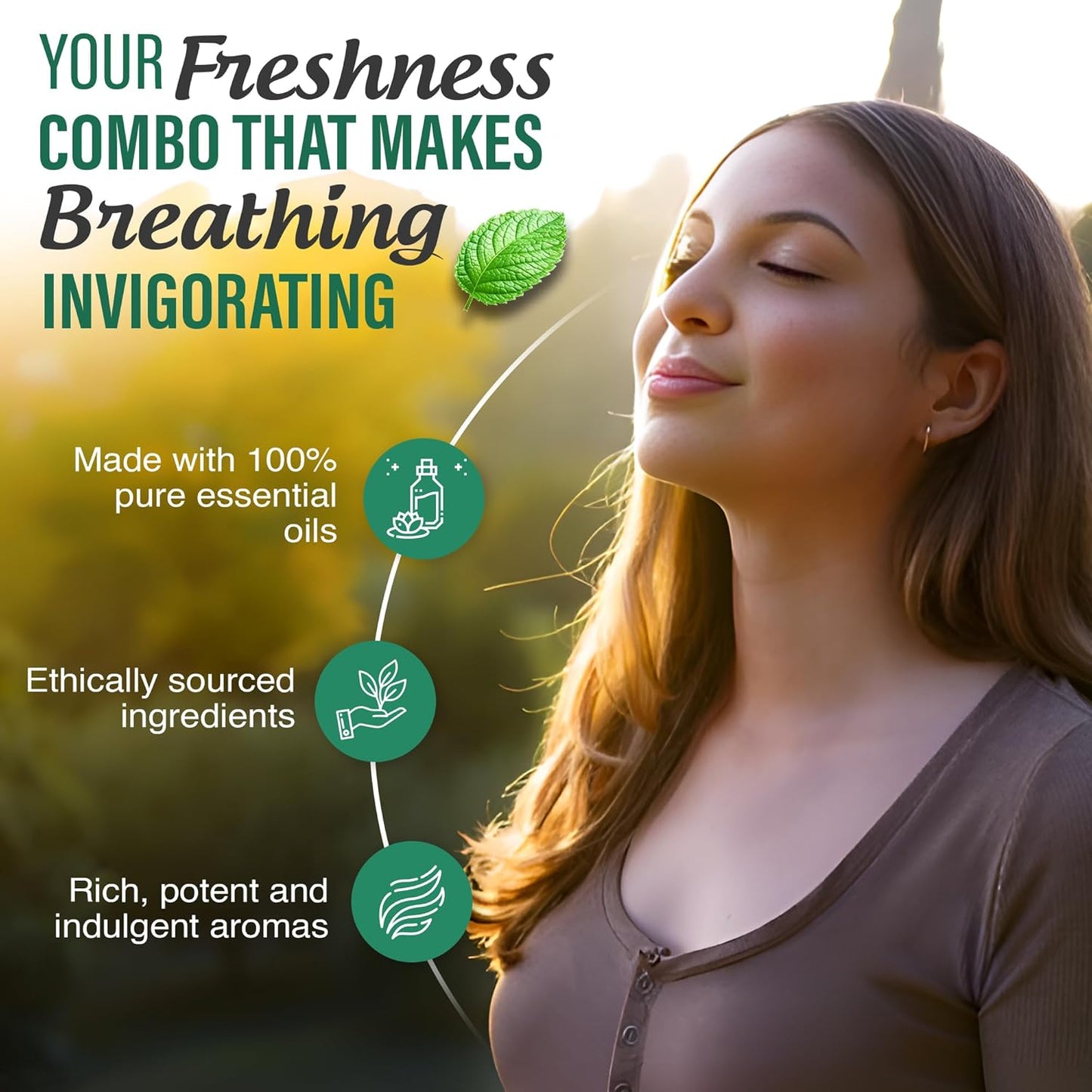 GuruNanda Breathe Essential Oil Set (Pack of 3 x 0.34 Fl Oz) - 100% Pure, Natural & Undiluted Diffuser Oils for Aromatherapy - Helps Support Clear Breathing - Suitable for Massages & DIY Recipes