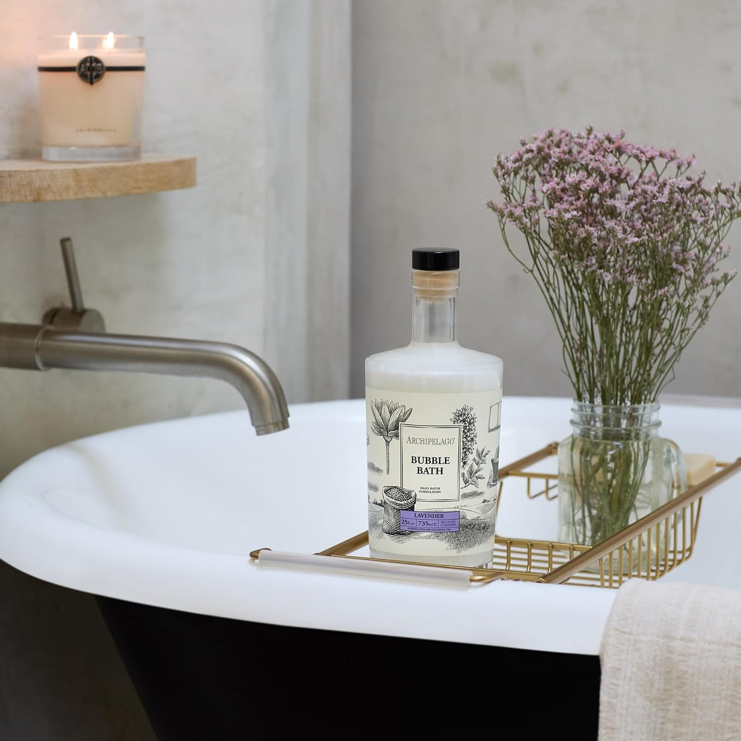 Archipelago Botanicals Luxury Lavender Bubble Bath, Moisturizing and Hydrating Gentle Bubble Bath, Helps Refresh, Restore and Soothe All Skin Types, 25 oz