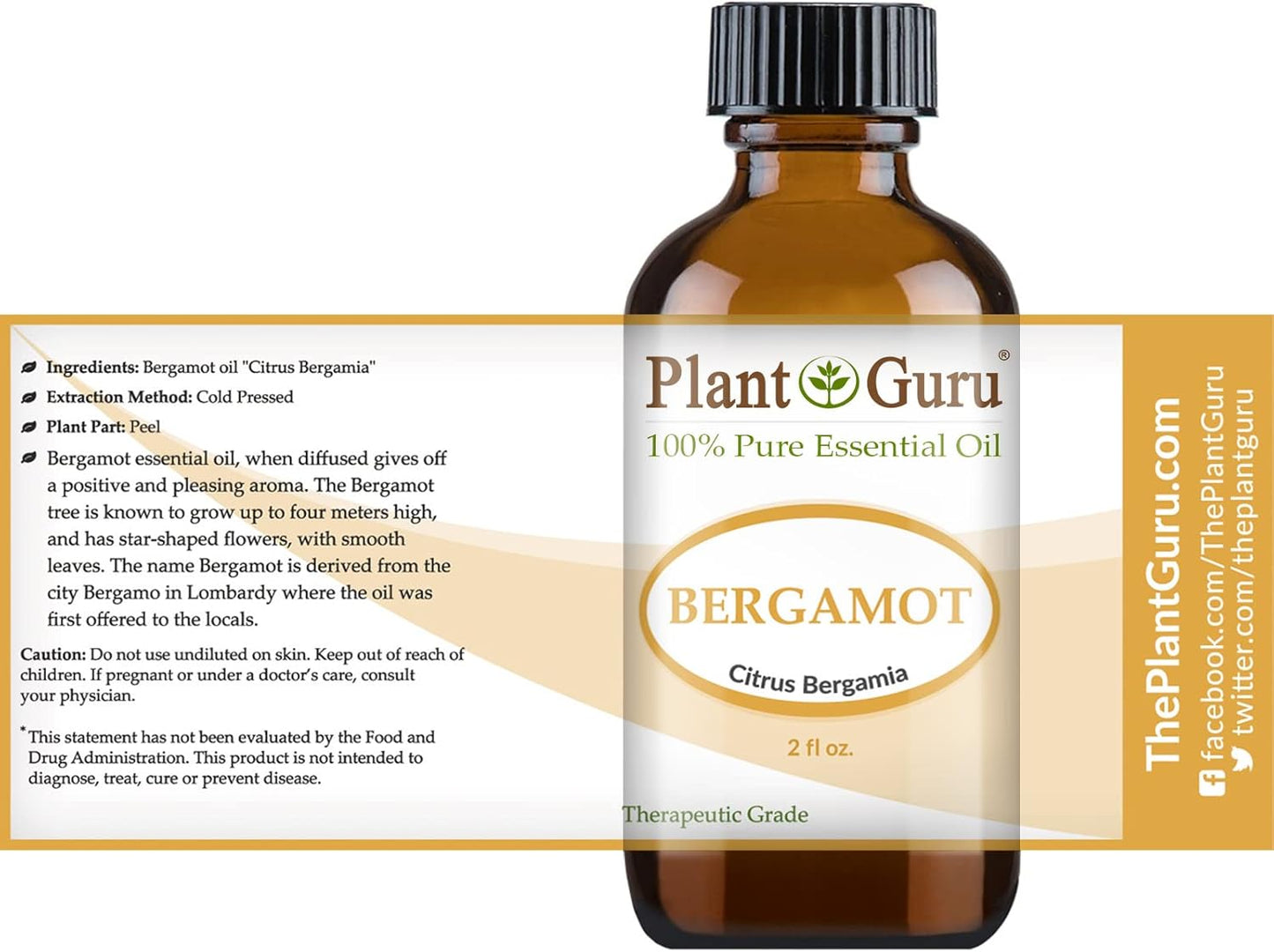Bergamot Essential Oil 2 oz 100% Pure Undiluted Therapeutic Grade.