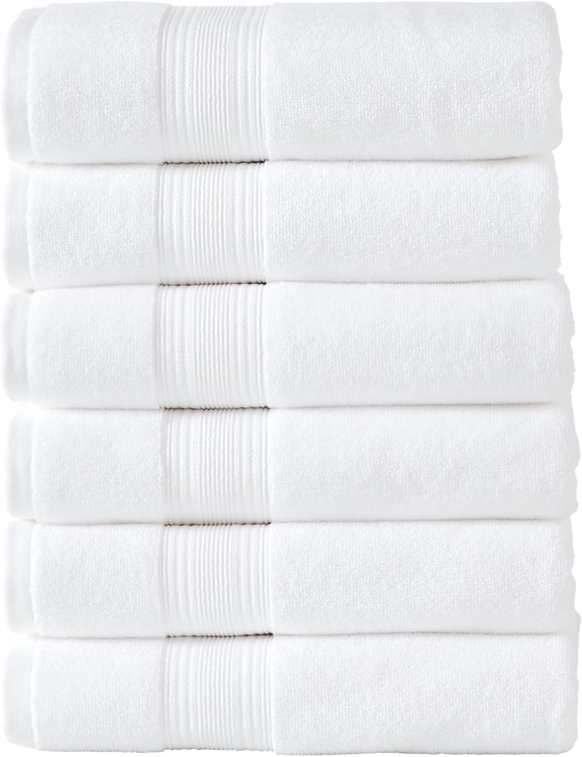 Modern Threads Hotel Collection 6-Pack 100% Ring Spun Cotton, Highly Absorbent Quick Drying Bath Towel Set, White, 24x48