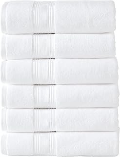 Modern Threads Hotel Collection 6-Pack 100% Ring Spun Cotton, Highly Absorbent Quick Drying Bath Towel Set, White, 24x48