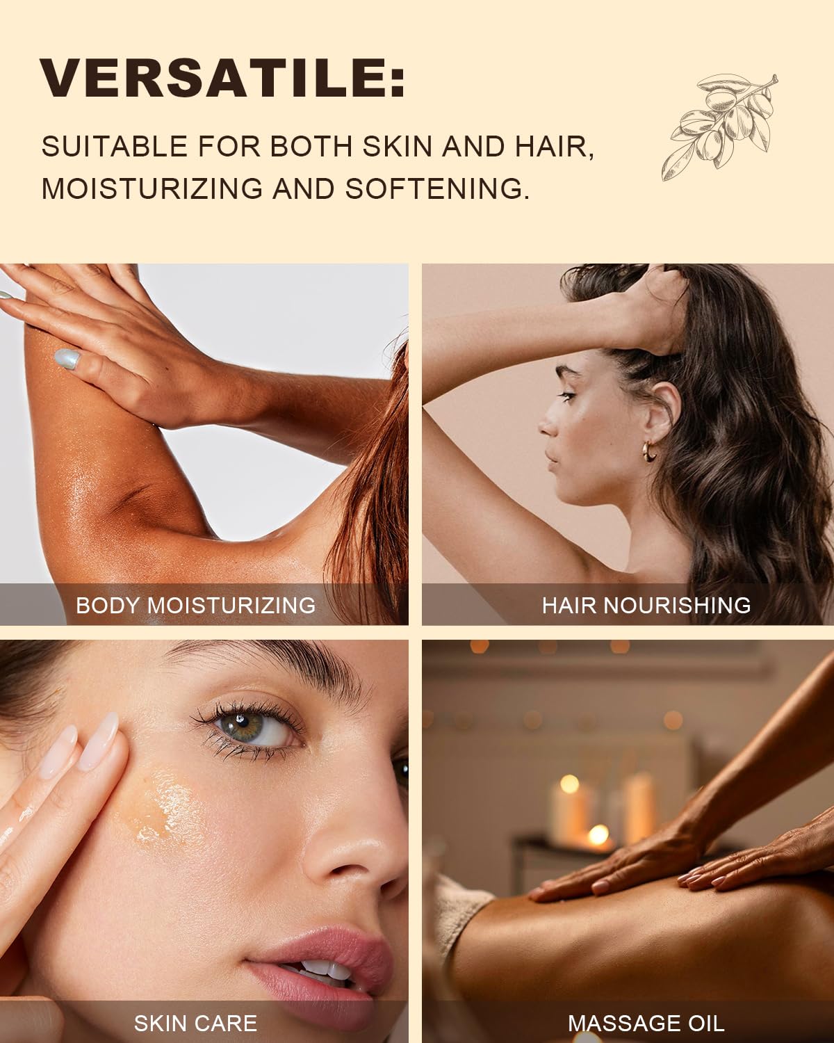 Yoken USDA Organic Argan Oil for Hair, Pure and Natural Morocco Argan Oil, Argon Oil For Hair, Scalp, Face & Skin Care, 100% Cold Pressed Hair Conditioner, Unrefined Argon Nails Carrier Oil (8 Fl Oz)