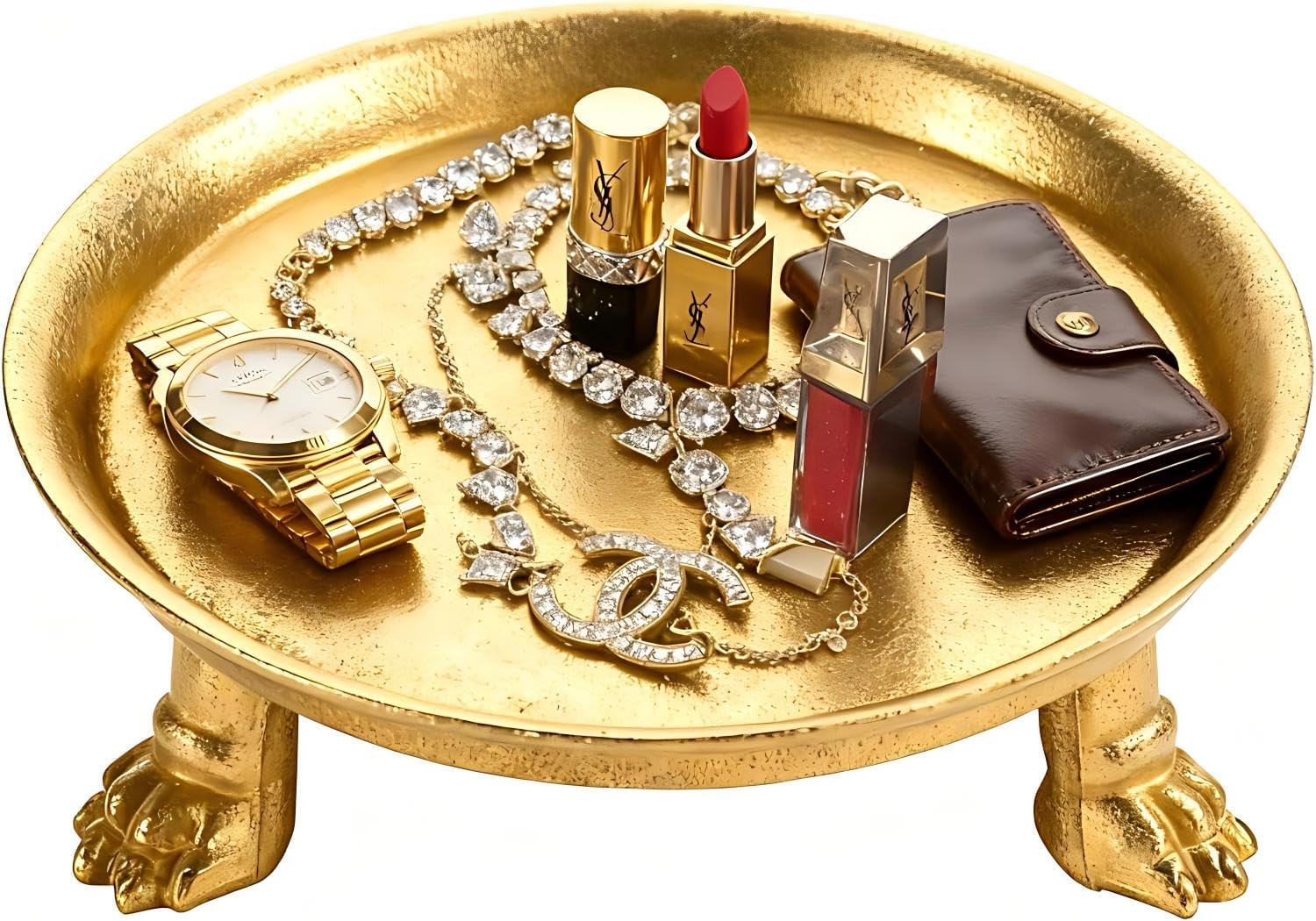 khtumeware 4.5 Inch 100% Solid Brass Clawfoot Candle Dish - Antique Pedestal Dish - Candle Holder - Jewelry Holder - Perfect for Wax Candles, Rings, and Trinkets