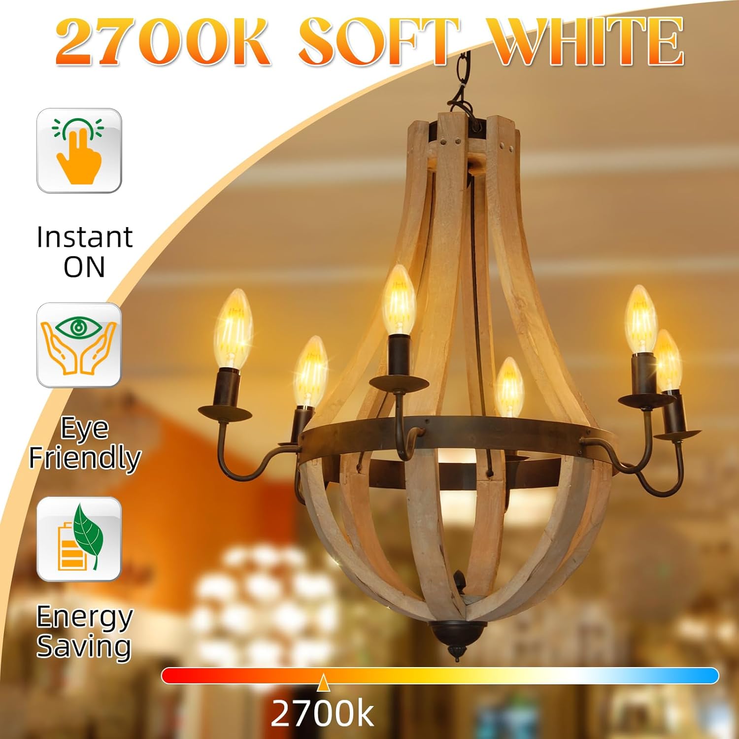 GvvooHome E12 Candelabra Bulb 40 watt Equivalent, E12 LED Bulb Non-Dimmable Chandelier Light Bulbs, B10 Candle Light Bulbs 2700K Soft White, 90+CRI, 400LM, Cear Glass, 12 Pack