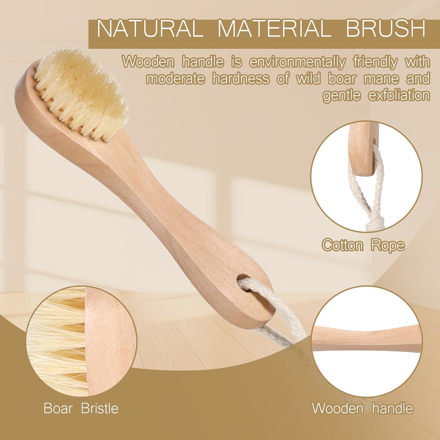 Dry Brush for Face Wooden Facial Brush | Cleansing Exfoliating Face Brushes Wood Handle Facial Cleanser for Skin Care Body Cleaning Exfoliating Neck Chest Nails