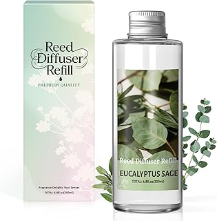 SCENTORINI Reed Diffuser Oil Refill, Eucalyptus Sage Diffuser Oil 6.76 Fl Oz, Natural Scented Essential Oil Refill Long Lasting Summer Home Fragrance for Room Spa Aromatherapy Bathroom Home Decor