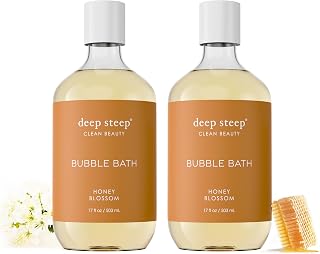 Deep Steep Bubble Bath, Honey Blossom 17 oz (Pack of 2) – Hypoallergenic, Clinically Tested Soothing Soak with Shea Butter & Argan Oil – Sulfate-Free