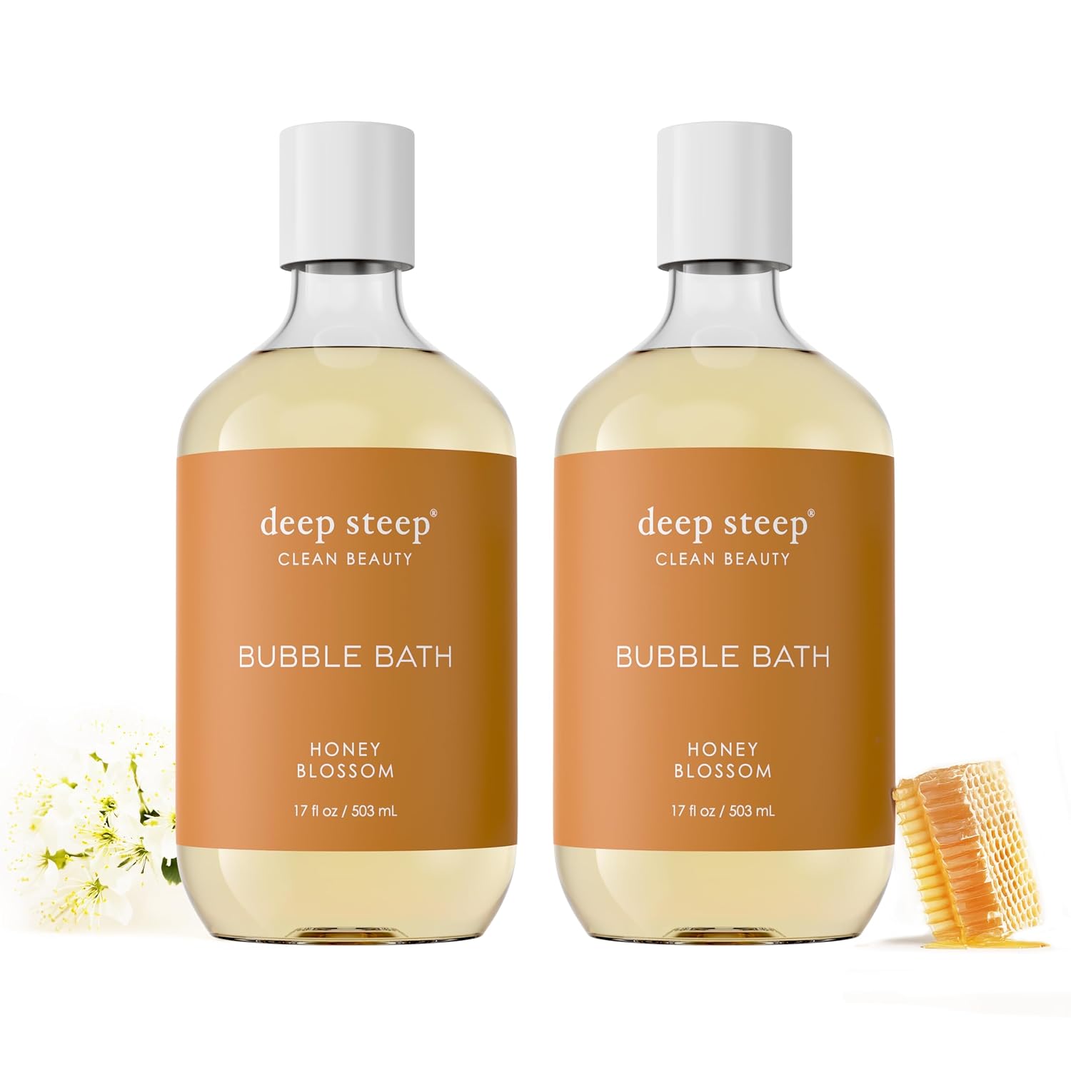 Deep Steep Bubble Bath, Honey Blossom 17 oz (Pack of 2) – Hypoallergenic, Clinically Tested Soothing Soak with Shea Butter & Argan Oil – Sulfate-Free
