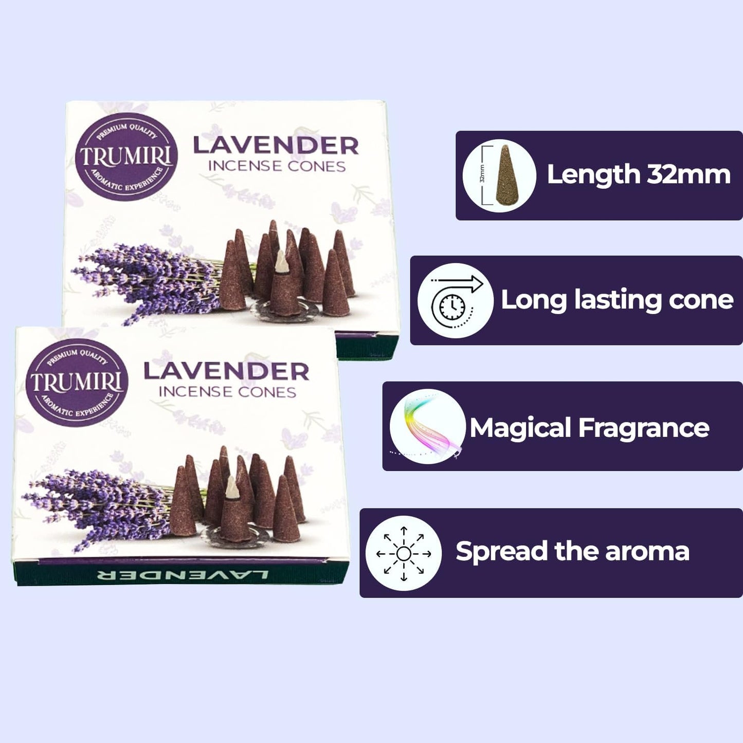 Lavender Incense Cones - Total 60 Cone Incense - Six Packs of 10 Insence Cones - Incense Cones Scented - Cone Incense Scents - Insense - Inscent