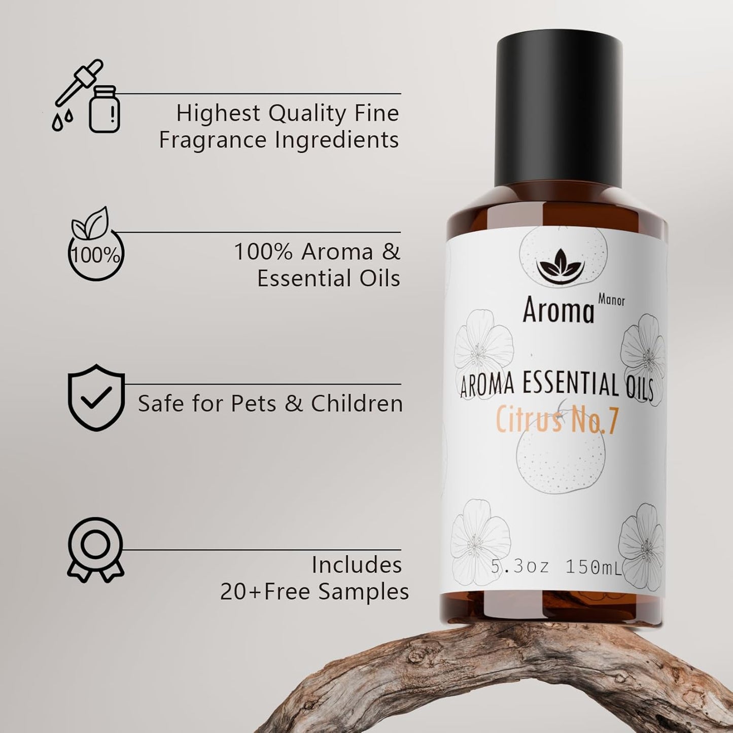 Scent for Diffuser - Citrus No.7 - Luxury Hotel Inspired Home Aromatherapy Diffuser Oil - Lemon, Juicy Citrus and Blood Orange - for Diffuser, Humidifier, Ultrasonic, Reed - 150ML