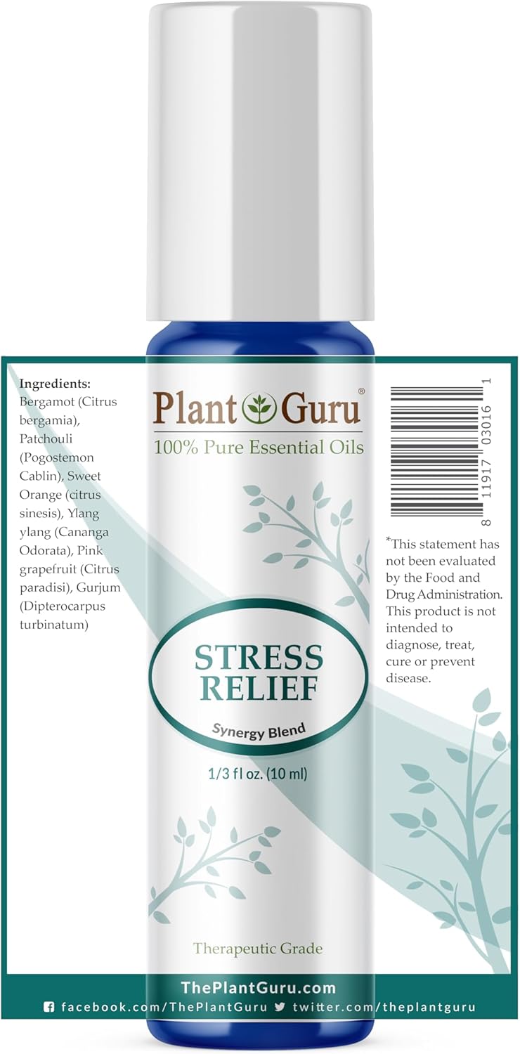 Stress Relief Essential Oil Blend Roll On 10 ml 100% Pure Pre-Diluted Therapeutic Grade for Aromatherapy.