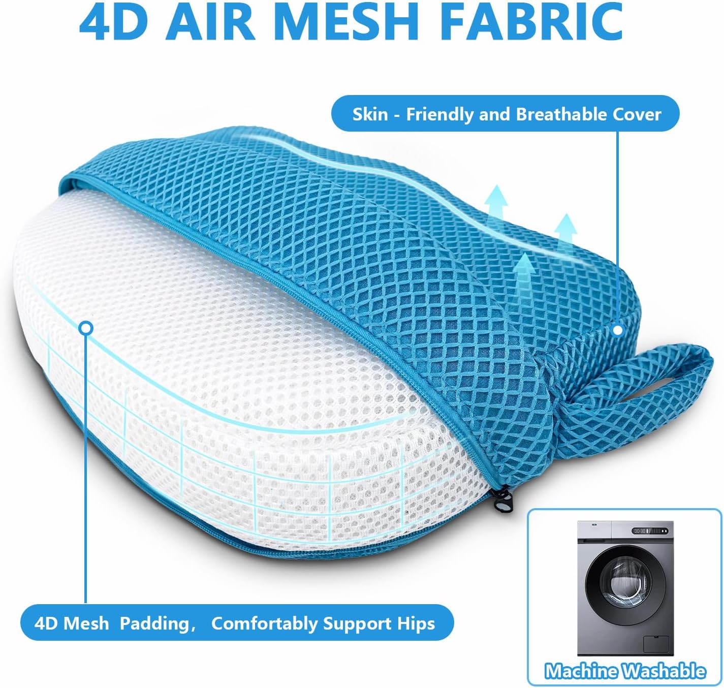 REEZEIVI Hot Tub Booster Seat for Adults,5 Inch Thick SPA Cushion,Weighted Hot Tub Cushion with Non-Slip Bottom,Quick Dry Spa seat,Washable 3D Mesh,Inflatable Hot Tub,Pool, Bathtub (Bue)