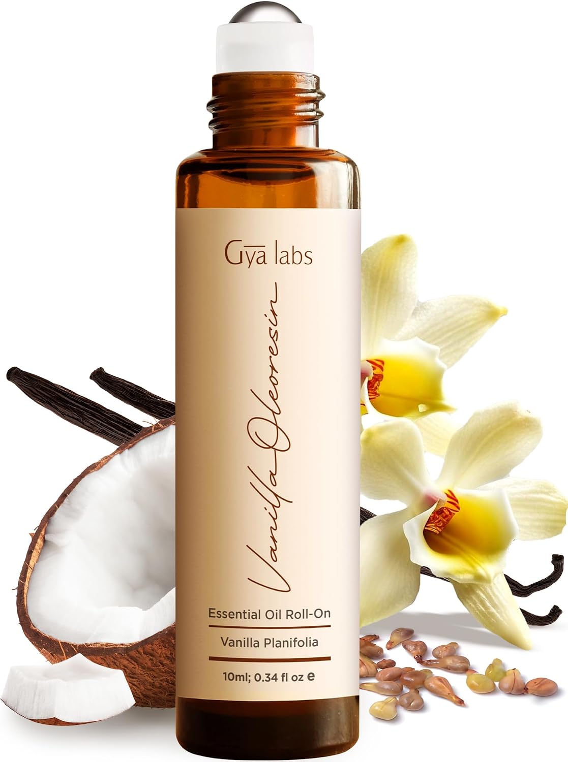 Vanilla Essential Oil Roll-On Convenient Travel Size for Skin 0.34 Oz