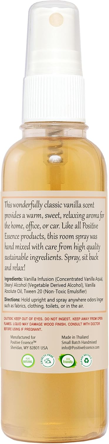 Vanilla Linen and Room Spray, Natural Home Fragrance Made with Pure Vanilla Essential Oil, Perfect Bathroom Air Freshener or Linen Spray