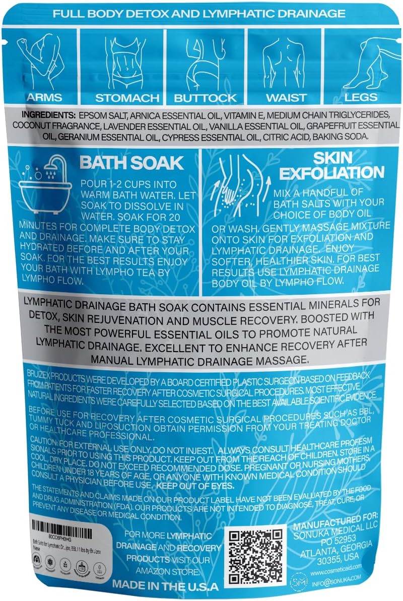 Bruizex Arnica Montana Bath Salts, Epsom Salt Bath Soak for Lymphatic Drainage & Body Detox, Magnesium Bath soak with Essential Oils, Bath Salts for Pain Relief, Swelling & Post Surgery -1 Lb