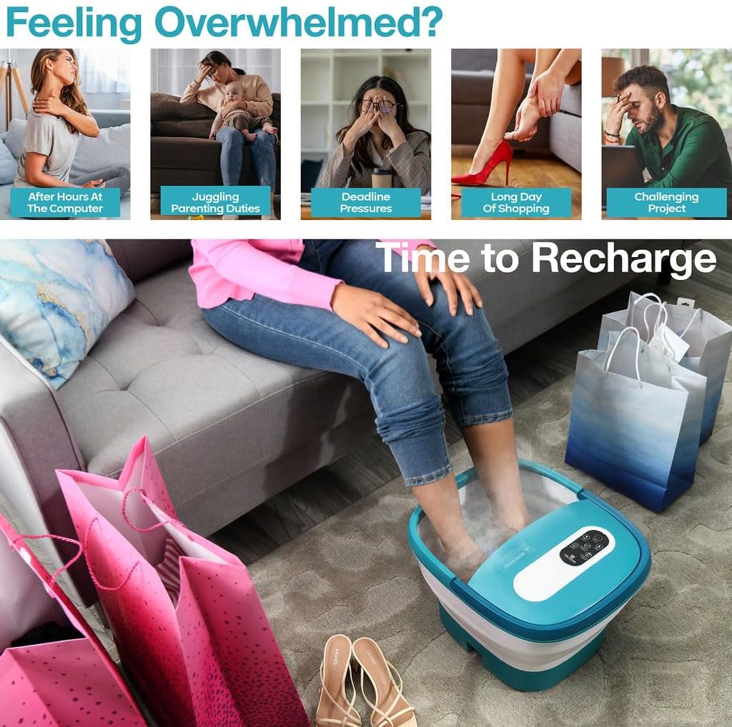 Medical king Foot Spa with Heat and Massage Electric Rotary Massage Includes A Remote Control, A Pumice Stone - Motorized Shiatsu Massage Balls