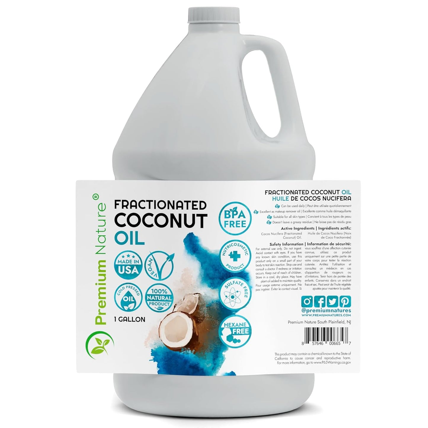 Fractionated Coconut Oil for Skin Moisturizer with Pump Massage Oils Best Carrier for Essential Oils Mixing Body OUL for Dry Skin Moisturizer Natural Oi for Face Hair Body 1 Gallon