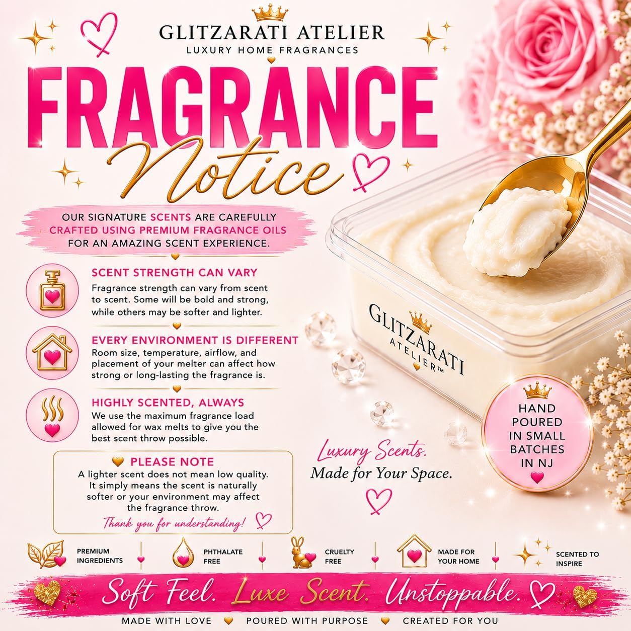 Cotton Candy | Signature Luxe Blend Wax Melt | Sweet Vanilla, Spun Sugar & Fruity Notes | 5 oz Clamshell | Glitzarati Atelier™