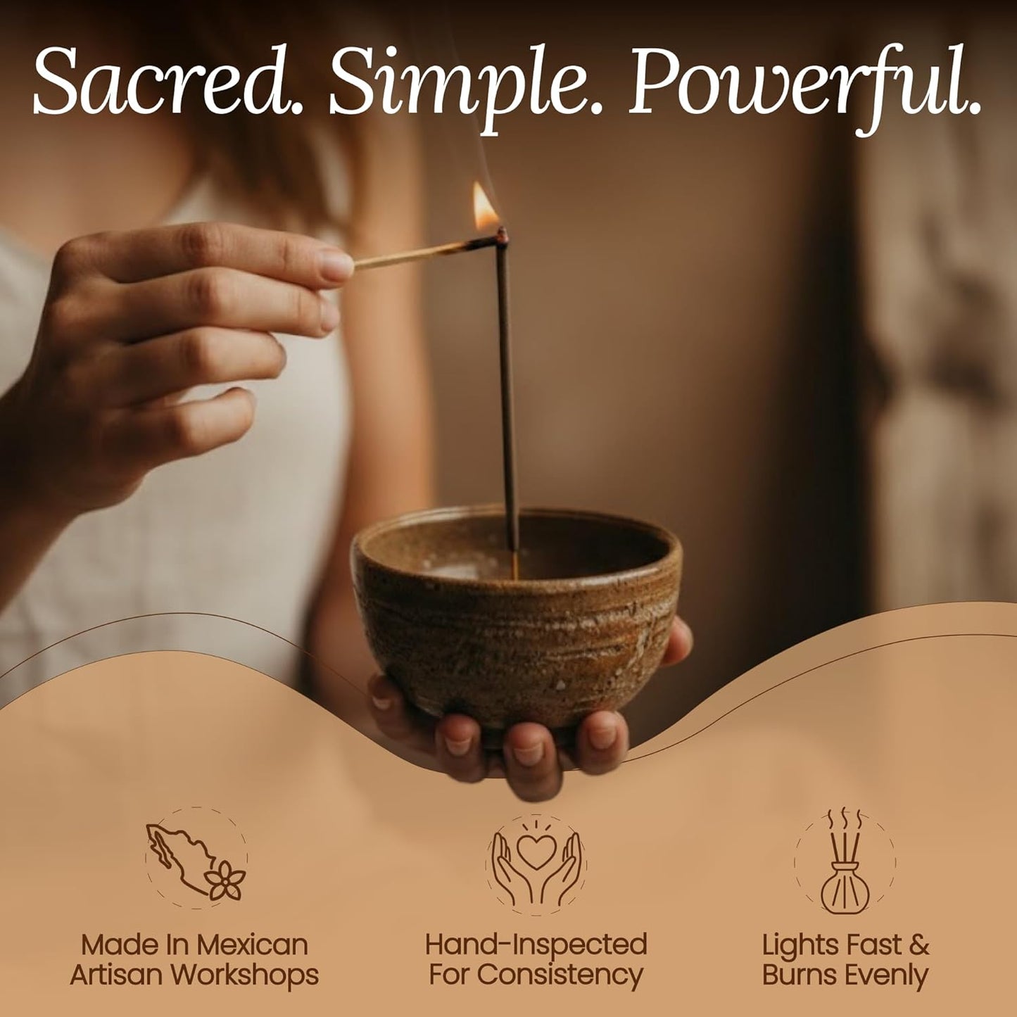 Premium White Copal Incense Sticks - 100% Pure Mayan Resin, Superior Burn Quality, Maximum Fragrance - Thick Coating, Handcrafted in Mexico for Meditation, Yoga, Spiritual Practice - 40 Sticks