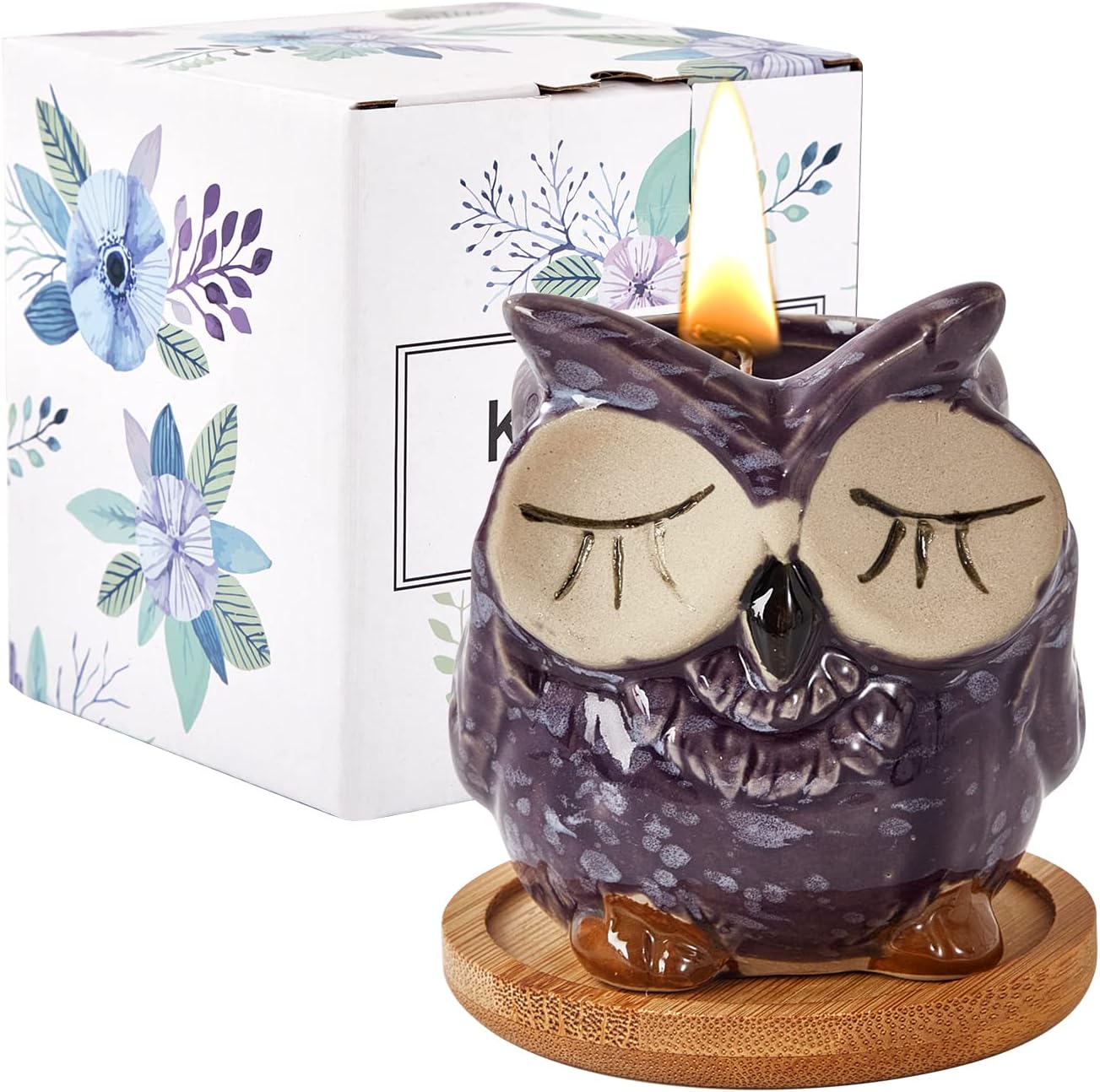 Kinforse Scented Candles Gifts for Ladies, Birthday Presents for Women,Owl Gifts for Women Lavender Candle, Best Friend Unique Happy Birthday Bath Candle Set Gift Ideas with Marbling Gift Box……