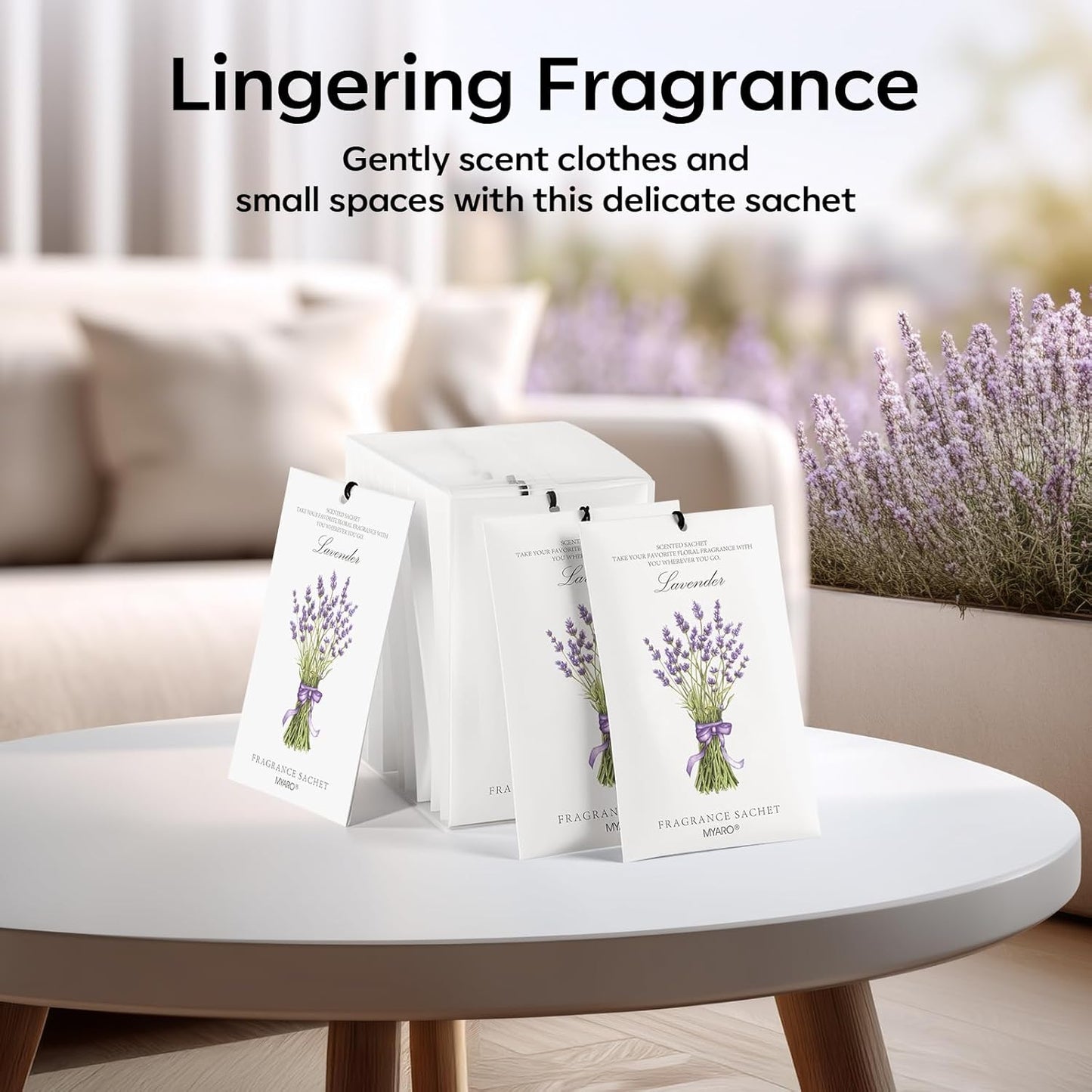 MYARO 12 Pack Lavender Scented Sachets | Odor Eliminator & Air Freshener for Drawer, Closet, Car, Shoes, Gym Bag, Suitcase | Home Fragrance Gift Set
