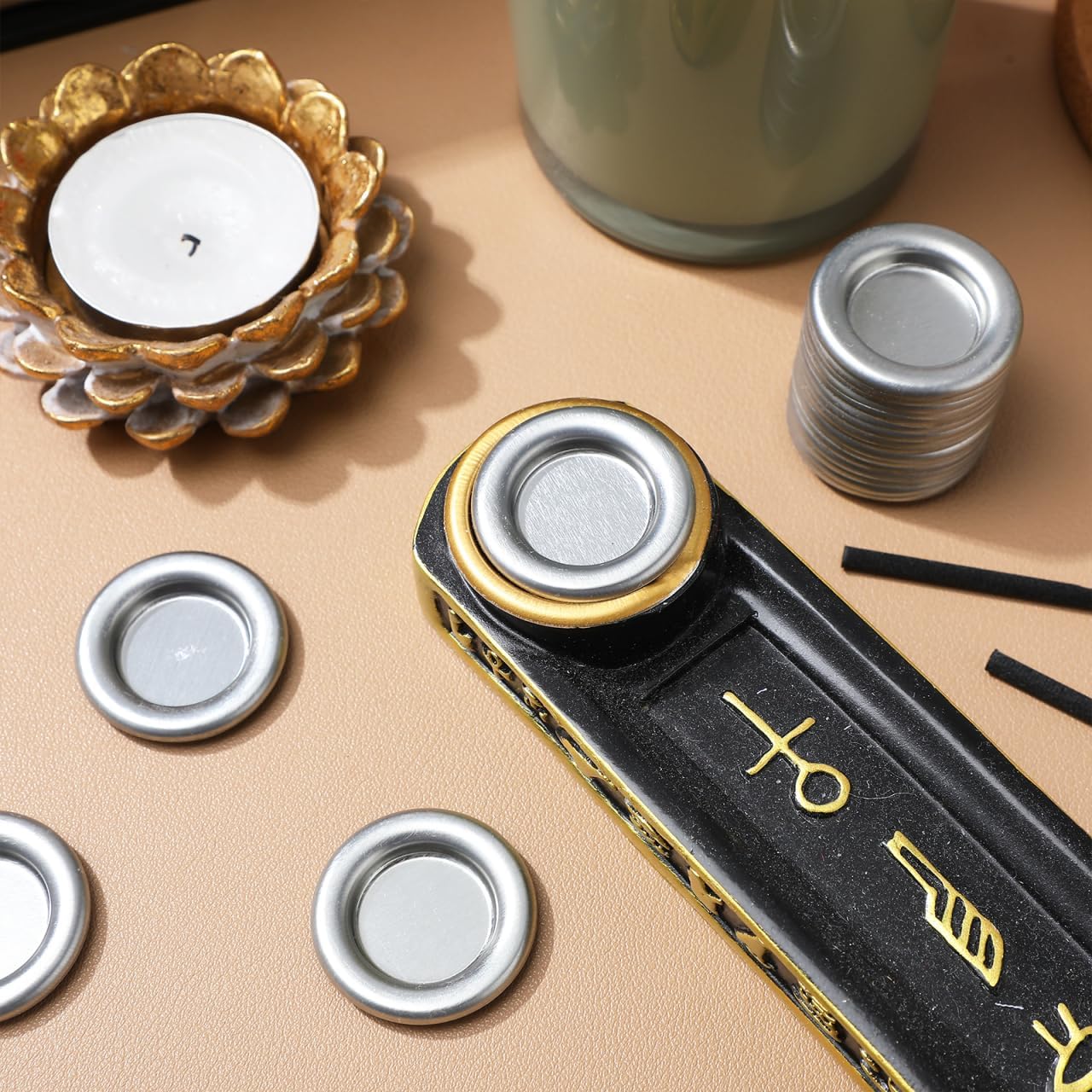50pcs Tower Incense Tray Incense Holder Incense Cone Tray Decor Decorative Incense Burner Incense Cones Holder Metal Incense Cone Tray Incense Burner Adornment Aluminum Alloy