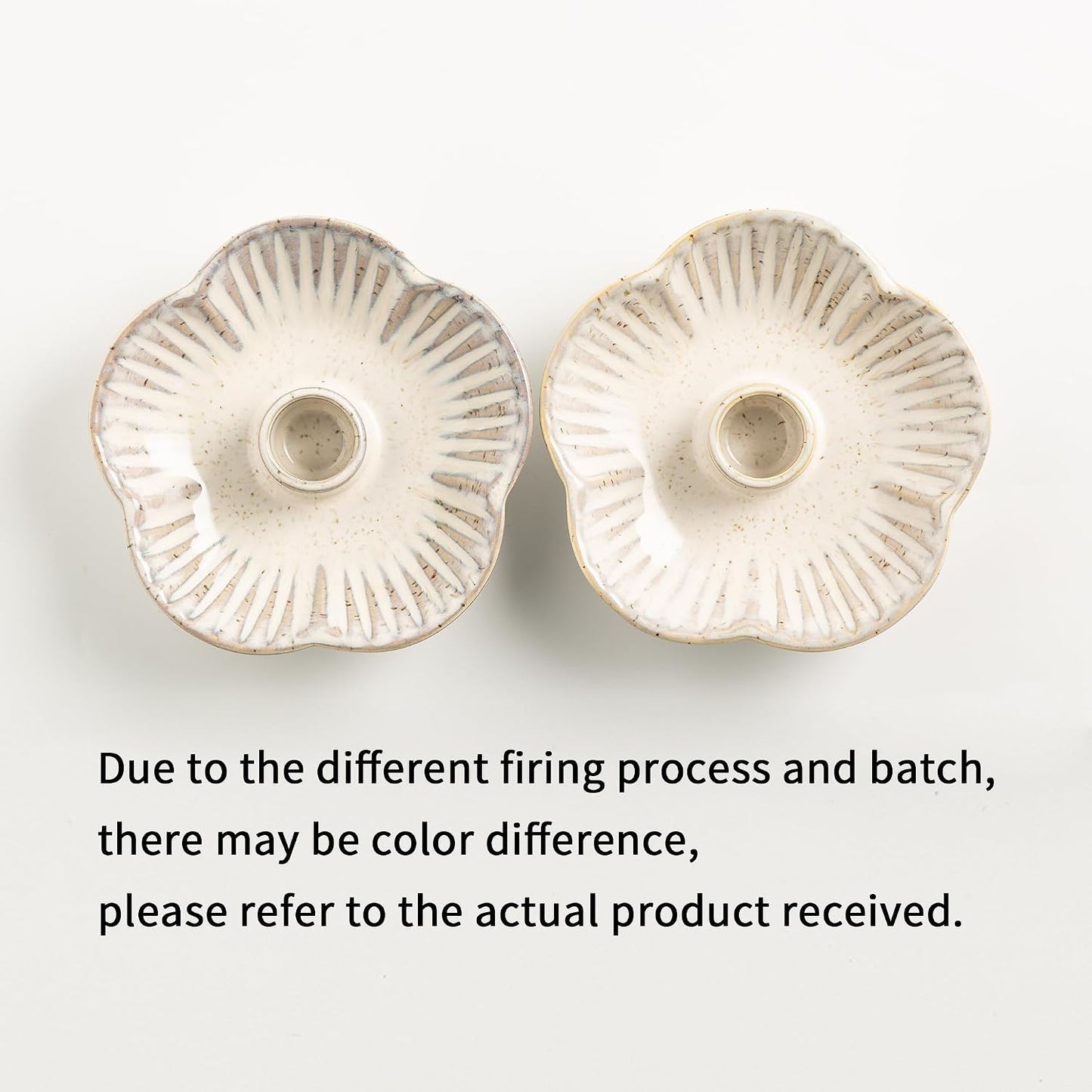 Mecaikru Ceramic Candle Holders Taper Candlestick Holder Flower Plate Tray for Candles, Incense, Santo Palo, Christmas Wedding Anniversary Party Home Decor (impure White)