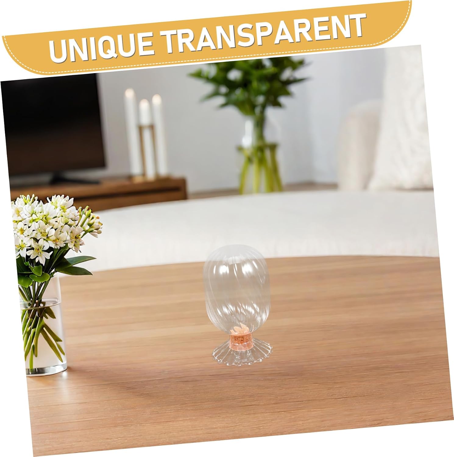Decorative Glass Match Holder Helix Shaped Cloche with Cork Lid for Striker Stylish Empty Storage Jar for Home Bathroom Display and Fireplace Use