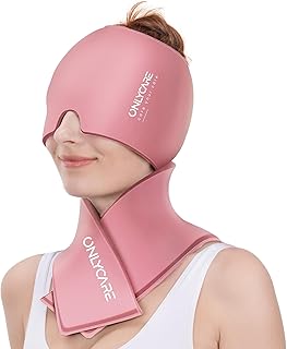 ONLYCARE Migraine Relief Cap and Neck Ice Pack Wrap Gel Set, Upgrade Headache Relief Cap and Shoulder Cold Pack, Hot and Cold Compress, Relief of Pain, Swelling, Office Pressure