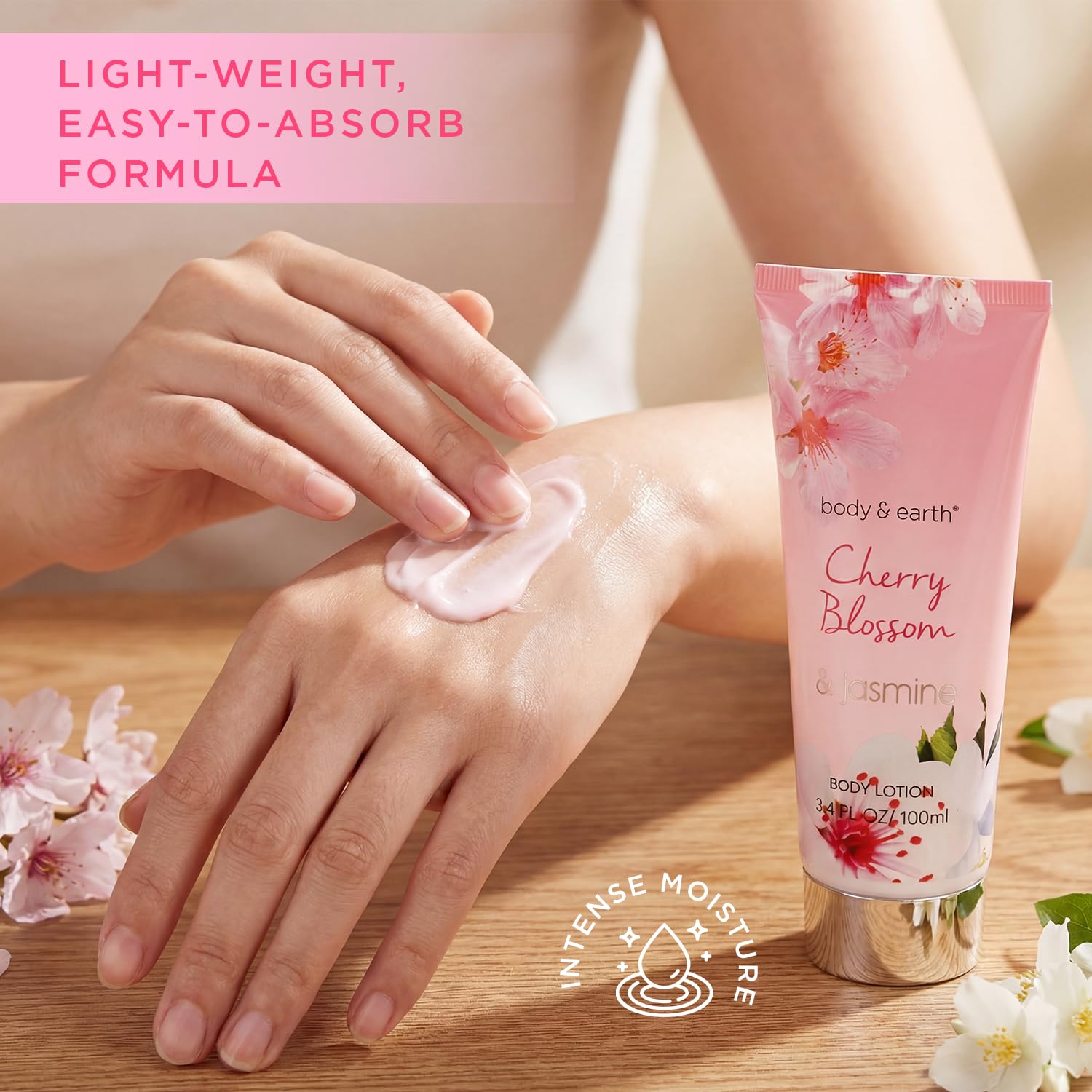 Body & Earth Spa Gifts for Women Self Care Kit - 8pcs Cherry Blossom & Jasmine Bath Sets for Women, Birthday, Mother's Day Gift Baskets for Mother, Wife, Girlfriends