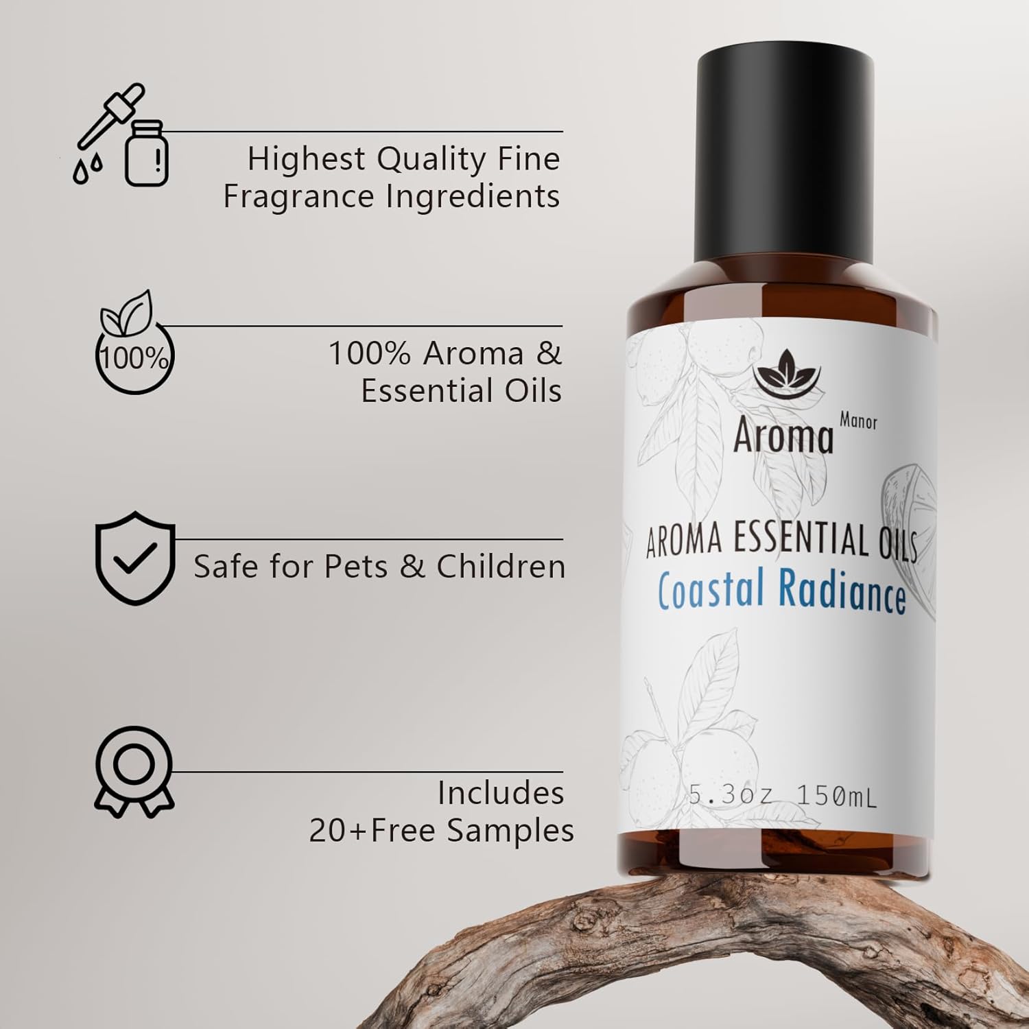 Hotel Collection - Coastal Radiance Essential Oil Scent - Luxury Hotel Inspired Aromatherapy Scent Diffuser Oil - Bergamot & Bitter Orange, Fig, Sunshine, Sea, Orange Blossom and Amberwood - 150mL