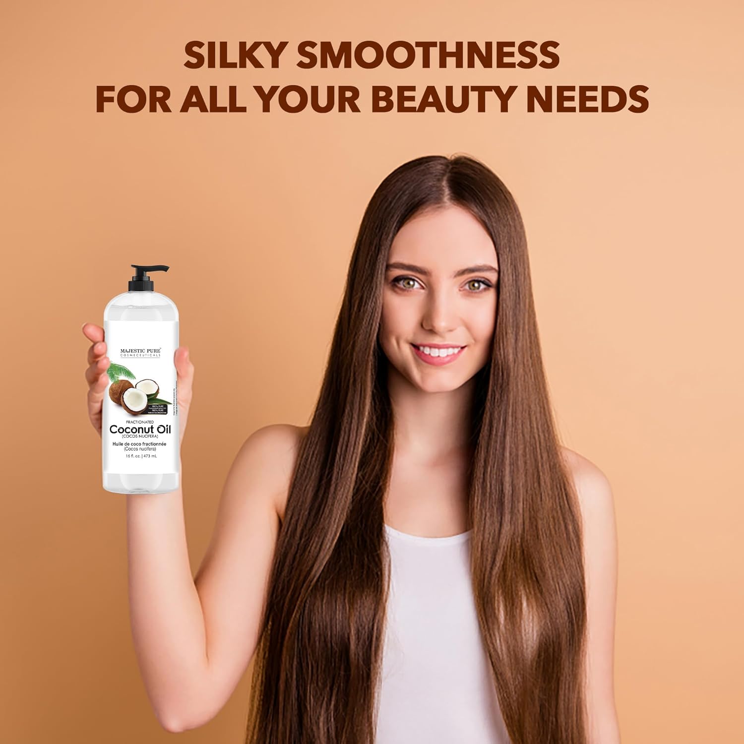 Majestic Pure Fractionated Coconut Oil – Lightweight Liquid Carrier Oil for Essential Oils, Massage, Skin, Hair & DIY Personal Care Applications -16 Fl Oz