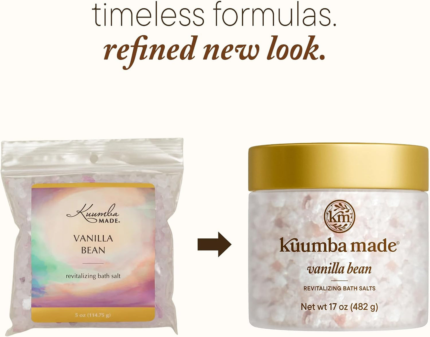 Kuumba Made Vanilla Bean Bath Salt, Mineral-Rich Soaking Salts for Soft Skin and Relaxation, 17 Oz