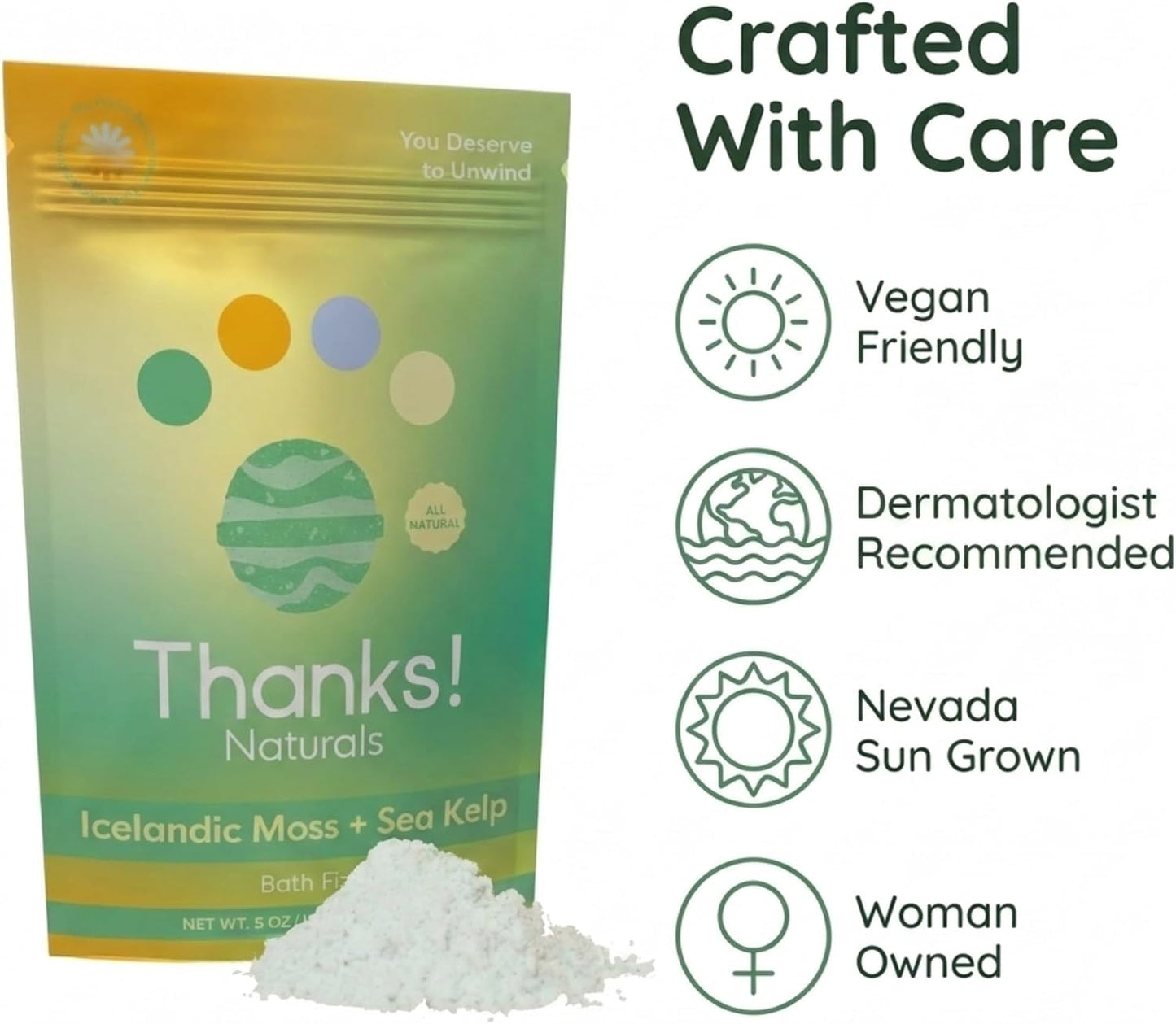 Bath Fizz, Icelandic Moss + Sea Kelp, Vegan & Natural Bath Fizz with Sea Moss, Vitamin E, Shea Butter & Himalayan Pink Salt, Spa at Home, Self Care Essential, Multiple Baths, 4 OZ