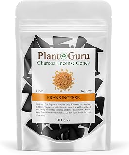 Frankincense Charcoal Incense Cones 1" TOPFLOW - 50 Pack - Natural Scented Cones Handmade Hand Dipped