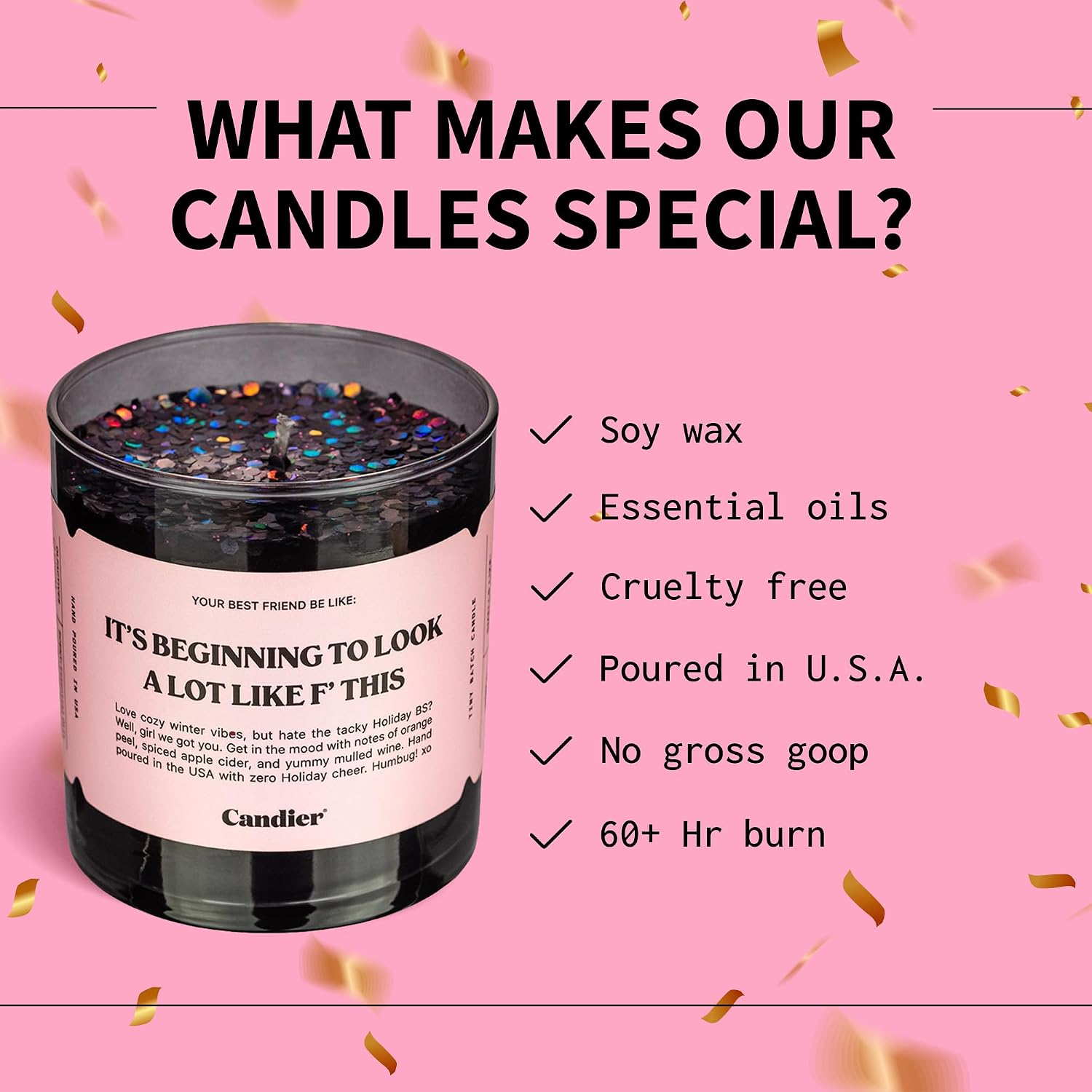 It’s Beginning to Look a Lot Like F This Scented Candle, Natural Soy Wax Candle with Orange Peel and Spiced Apple Cider Notes, Long-Lasting 60-Hour Burn, Candier by Ryan Porter