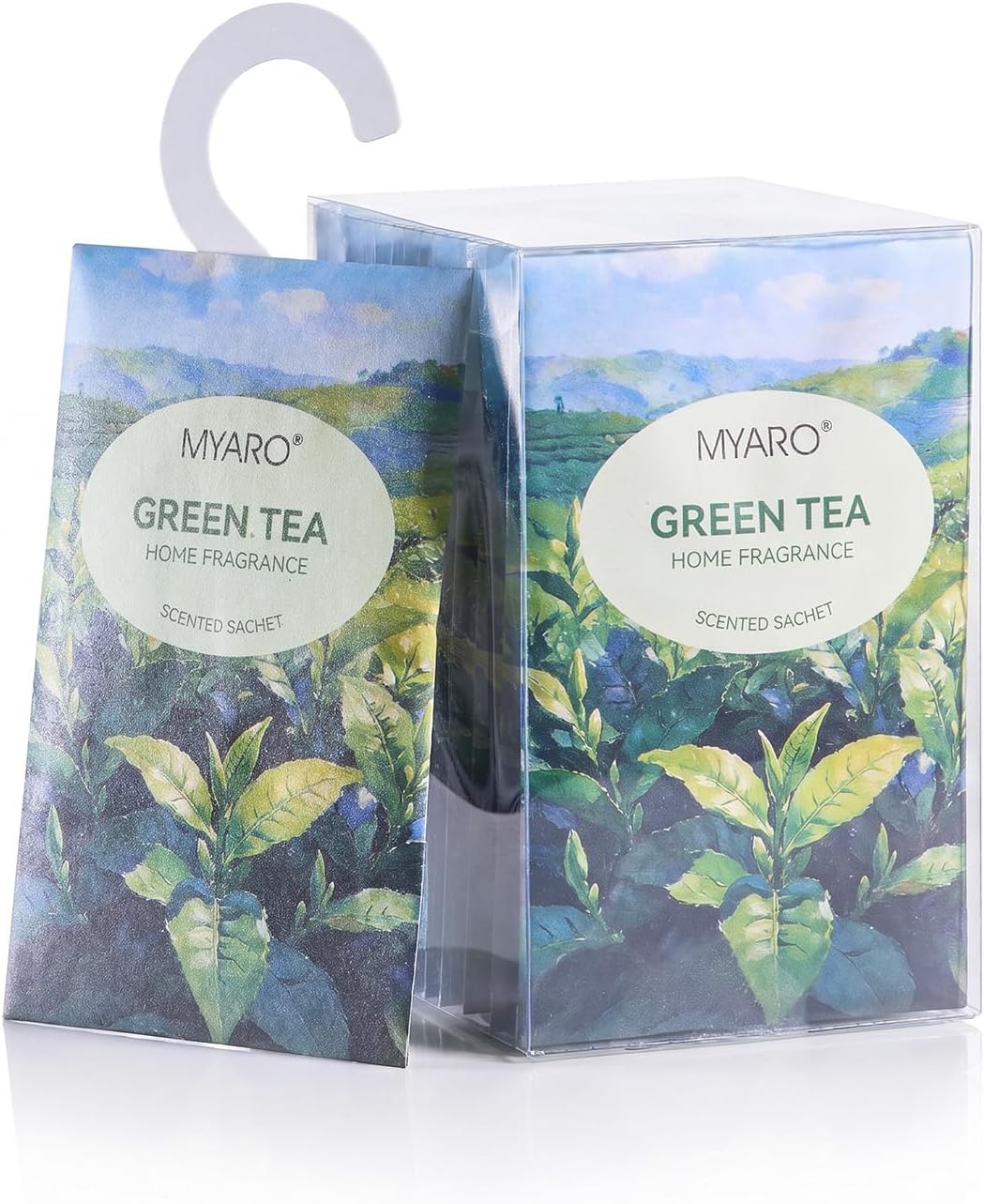 MYARO Hanging Sachets Air Freshener for Home: 12 Packs Clean & Fresh Hanging Scented Sachet Bags for Closet, Clothes, Lingerie Drawer, Car, Bedroom, Laundry Fragrance Gift for New House (Green Tea)