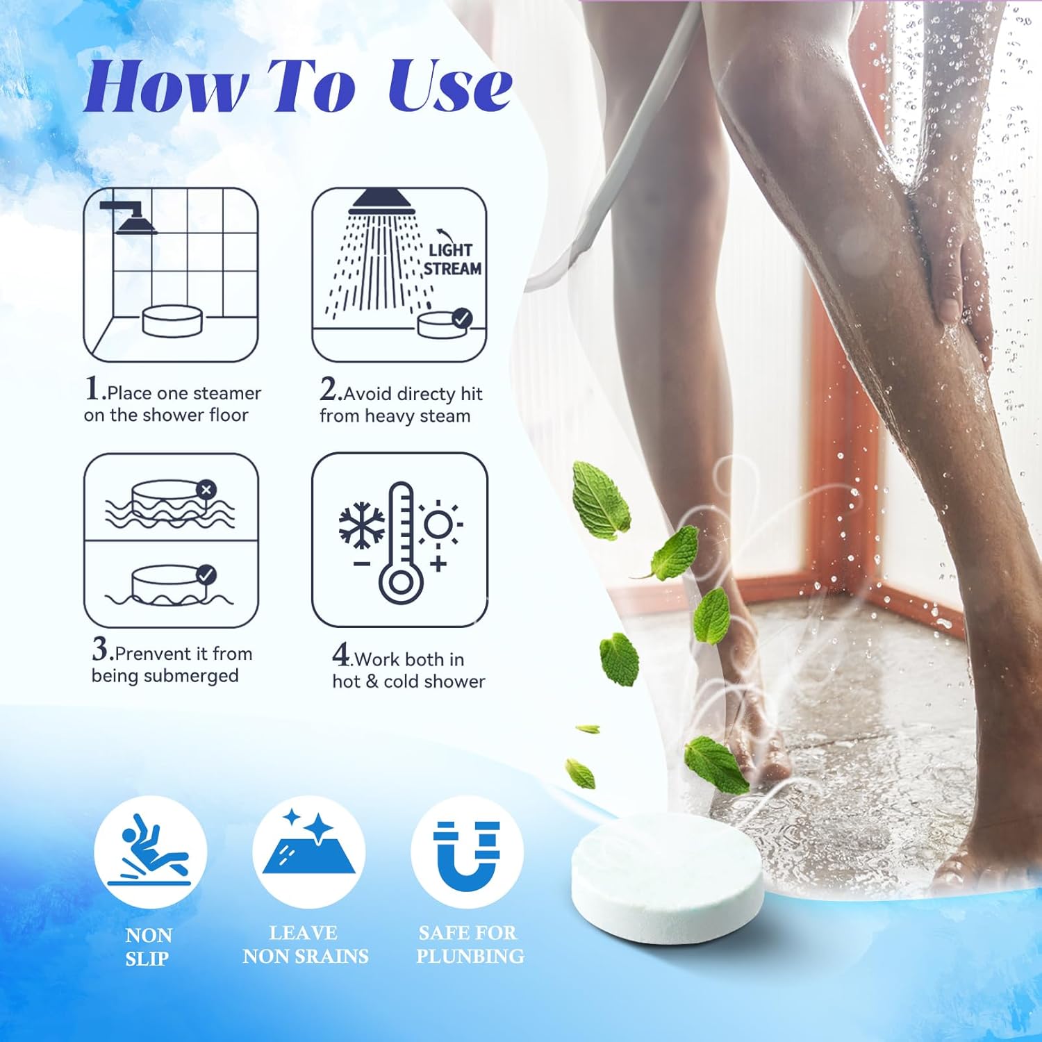 Shower Steamers Aromatherapy 8 Pack, Menthol & Eucalyptus Shower Bombs with Natural Essential Oils, Quick Relief Nasal Congestion, Relaxation & Self Care Gifts for Women & Men
