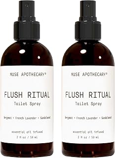 Muse Apothecary Flush Ritual - Aromatic & Refreshing Toilet Spray, Use Before You Go, 2 oz, Infused with Natural Essential Oils - Bergamot + French Lavender + Sandalwood, 2 Pack
