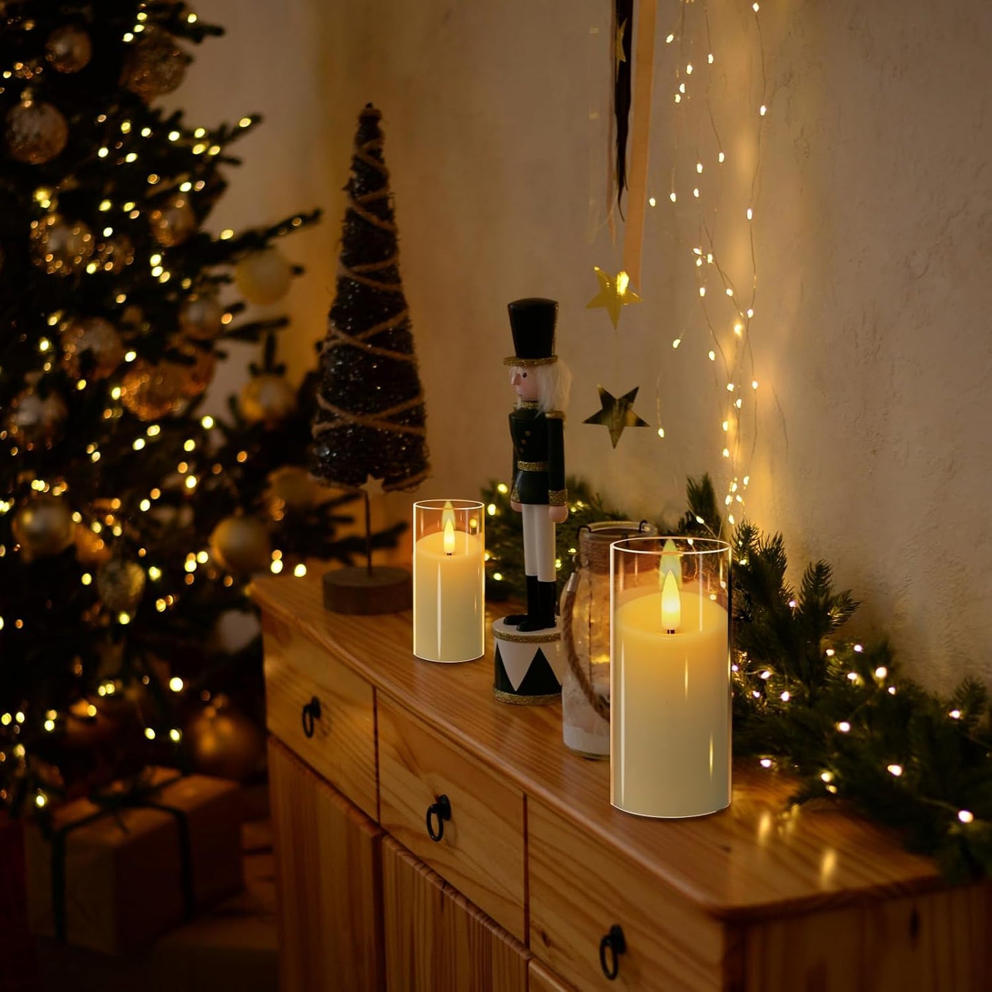 6 Pack Flickering Flameless Votive Candles with Timer and Remote, Battery Operated Long Lasting 300+ Hours, Small Pillar LED Fake Candles for Wedding Home Decor, Acrylic Shell, 2" x 3"