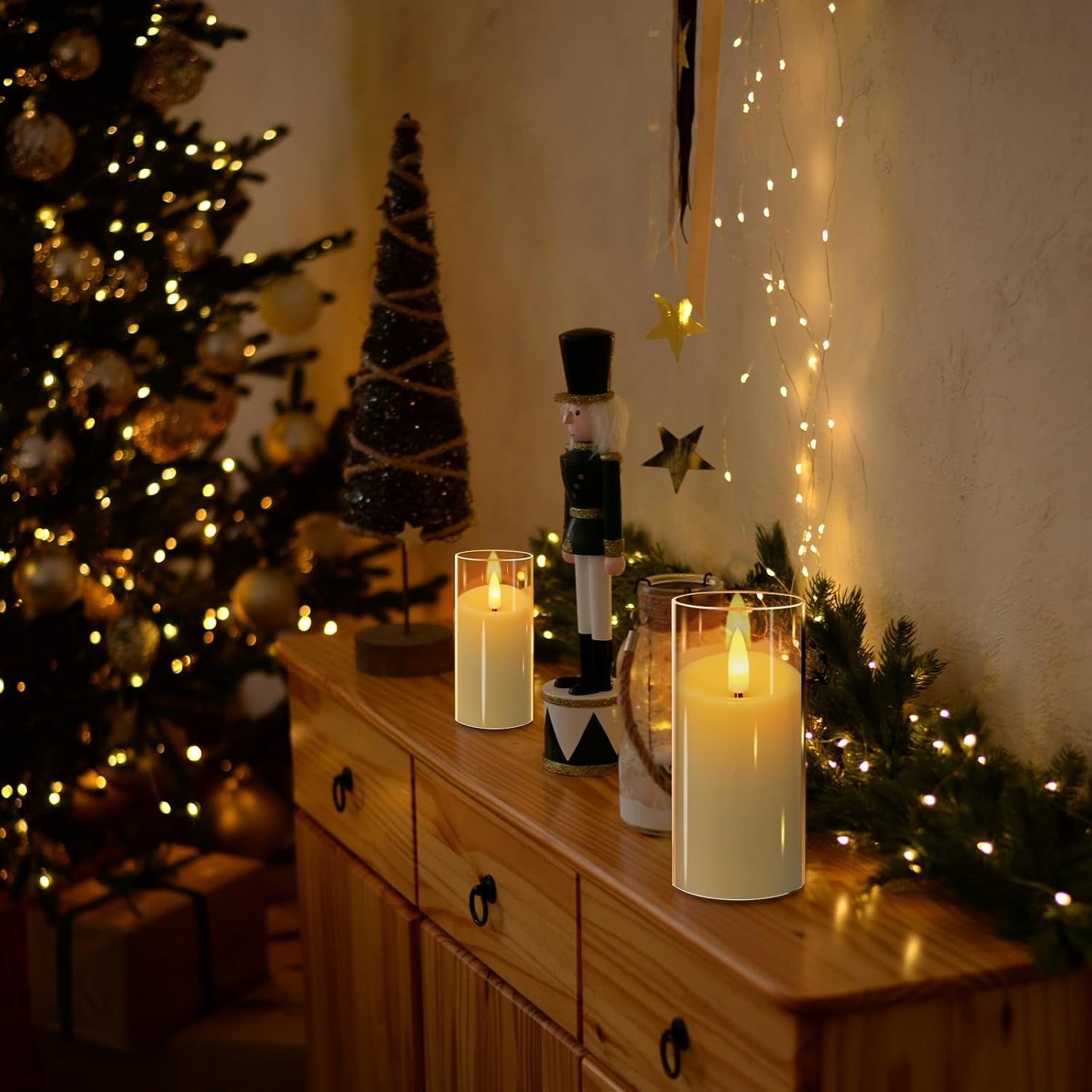 6 Pack Flickering Flameless Votive Candles with Timer and Remote, Battery Operated Long Lasting 300+ Hours, Small Pillar LED Fake Candles for Wedding Home Decor, Acrylic Shell, 2" x 3"