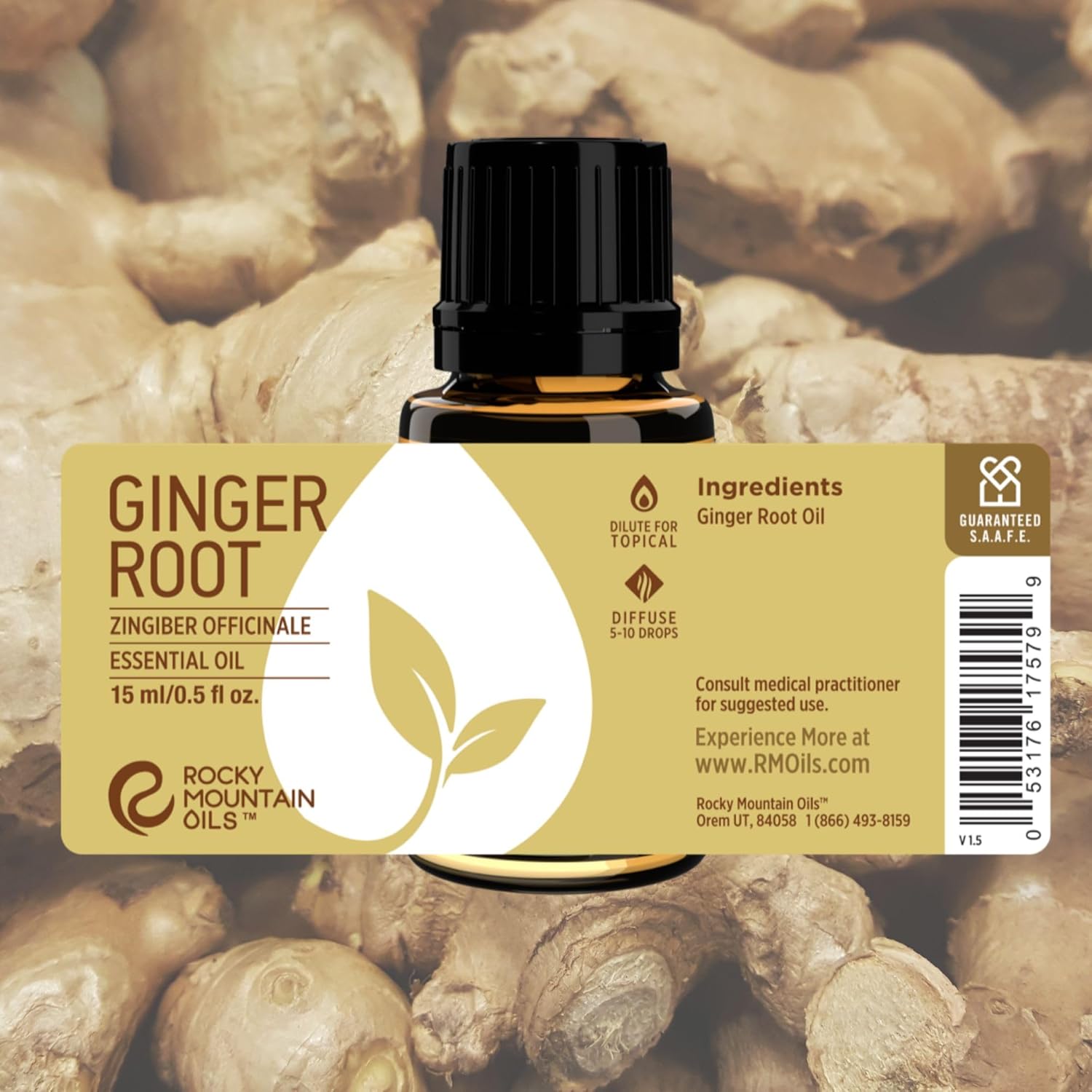 Rocky Mountain Oils - Ginger Root - 15 ml - Natural Essential Oil
