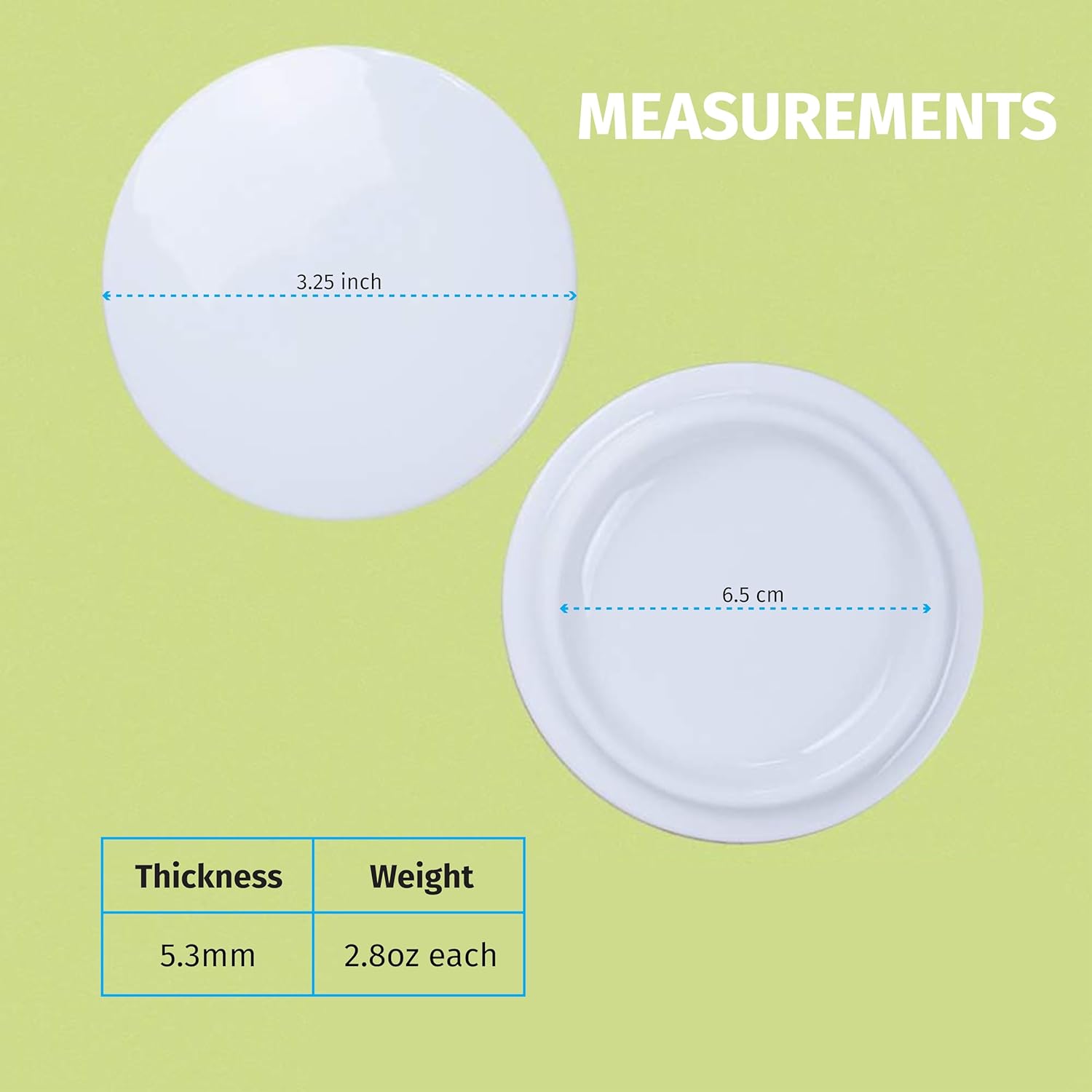 2 Pieces Reusable Mug Lids for Ceramic Mugs, 11 Ounce White Ceramic Cup Lid, Drink Cover for Outdoors, Cup Cover to Keep Warm, Fits Mug with Outside Diameter 3.25 Inch, Best for Hot and Cold Beverage
