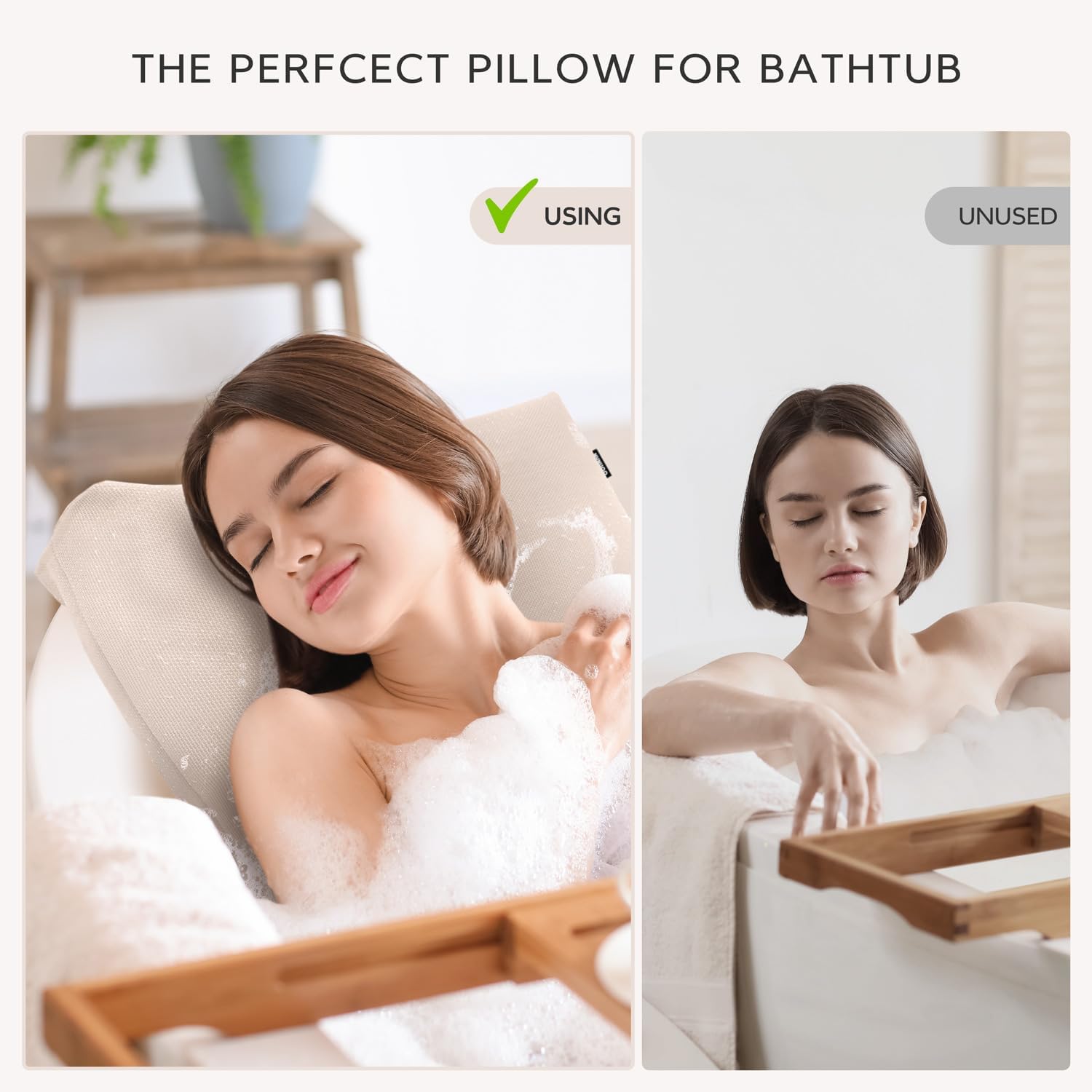 Bath Pillows for Tub Neck and Back Support,Bathtub Cushion backrest headrest Neck Pillow,tub Pillow for Bathtub,3D Mesh Core,Breathable,Quick-Drying,Ergonomic Comfort (Pearl