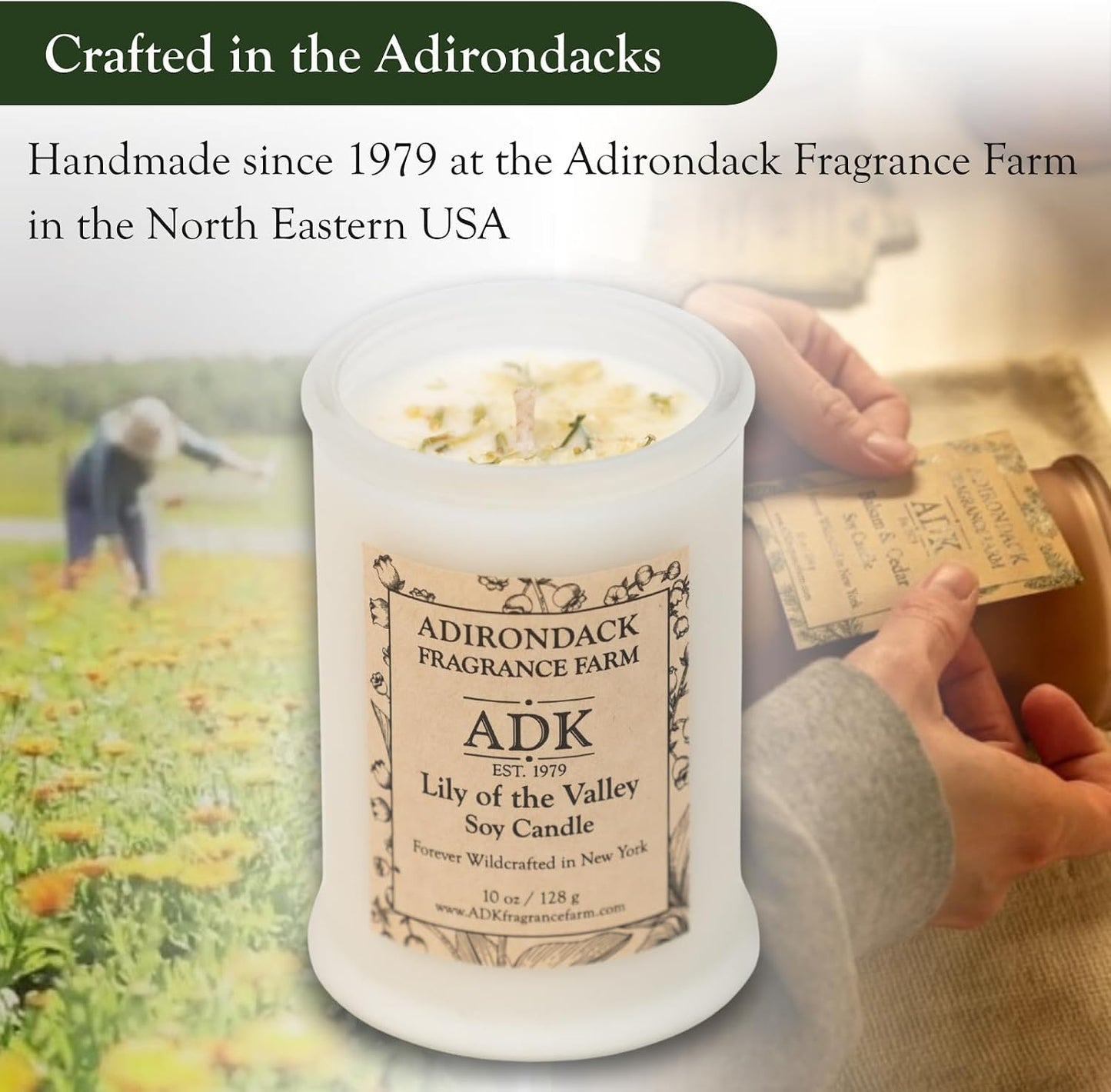ADK Lily of The Valley Scented Candle, 4.5 Oz Aromatherapy Candle, Proudly Poured in The USA, Natural Wax for Relaxation and Home Décor, for Gift, Kitchen, and Living Spaces