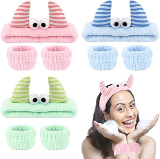 CAVETEE Monster Headband, Cute Soft Coral Fleece Spa Headbands for Washing Face Skincare Makeup Hair Accessories for Women