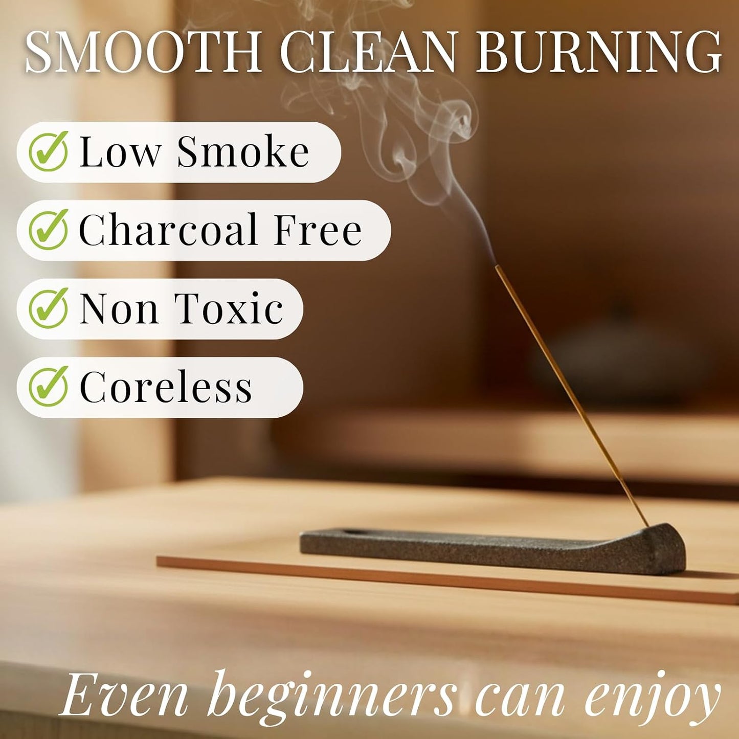 Sandalwood Premium Japanese Incense Sticks 60sticks Coreless Low Smoke Natural Charcoal Free Non Toxic Temple Kyoto Aroma Aromatherapy Meditation Calming Stress Relief Relaxation Yoga Zen TOMORI